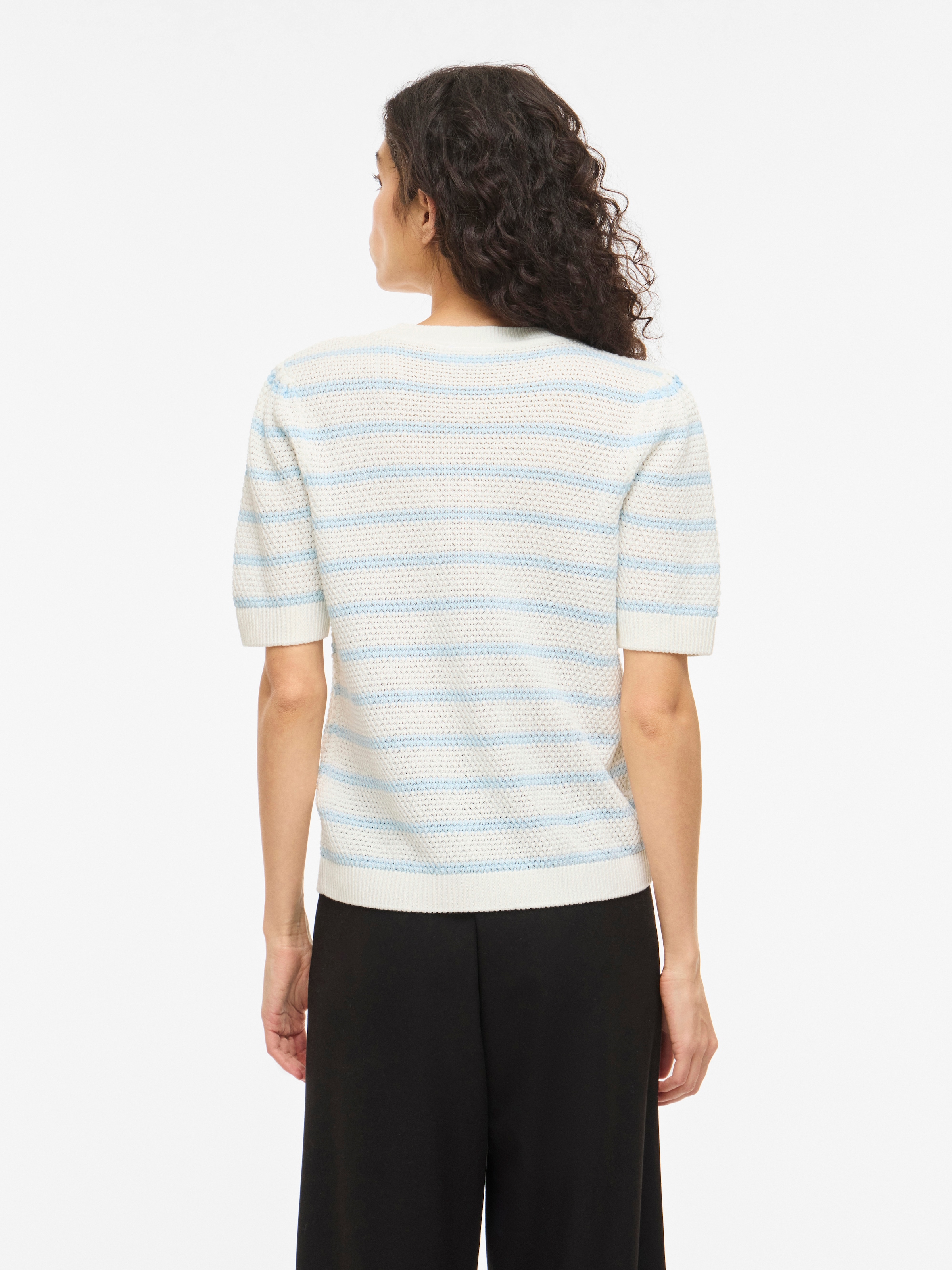 Vila Pull à manches courtes »VIDALO O-NECK S/S STRIPE KNIT-NOOS«