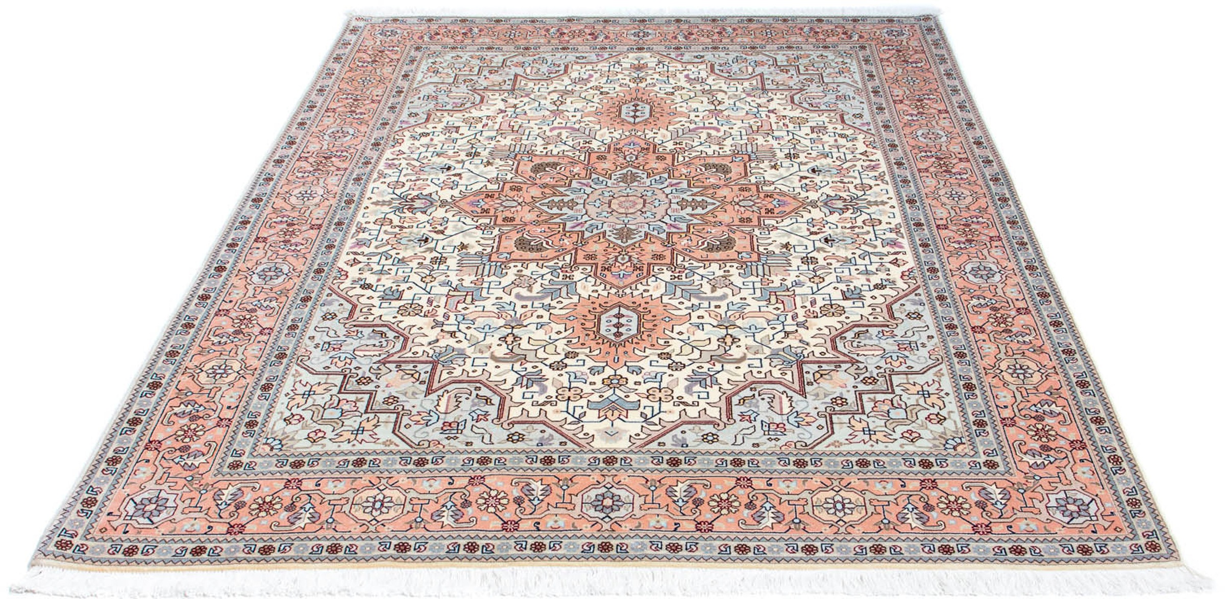 Image of morgenland Orientteppich »Perser - Täbriz - Royal - 202 x 150 cm - beige«, rechteckig, 7 mm Höhe, Wohnzimmer, Handgeknüpft, Einzelstück mit Zertifikat bei Ackermann Versand Schweiz