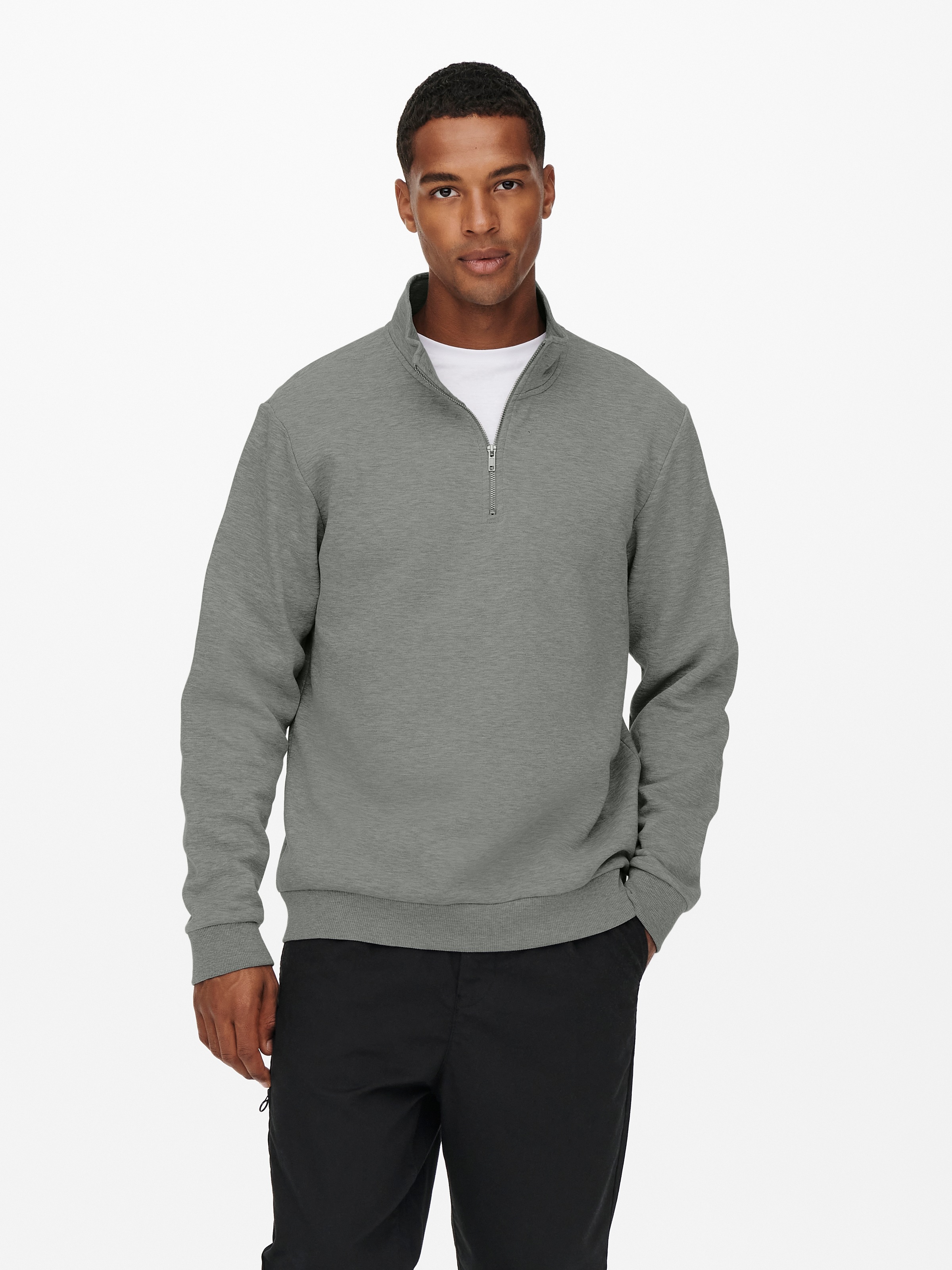 Image of ONLY & SONS Sweatshirt "ONSCERES HALF ZIP SWEAT", Baumwollmischung, regular fit
