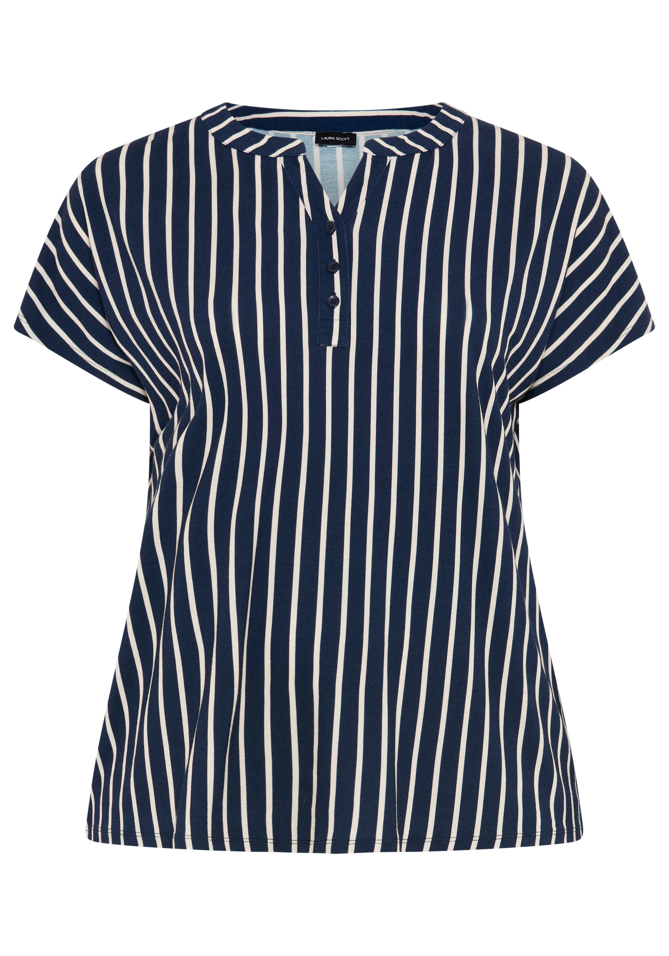 Laura Scott CURVE T-shirt casual Stil, Streifen-Optik, figurumspielende Passform