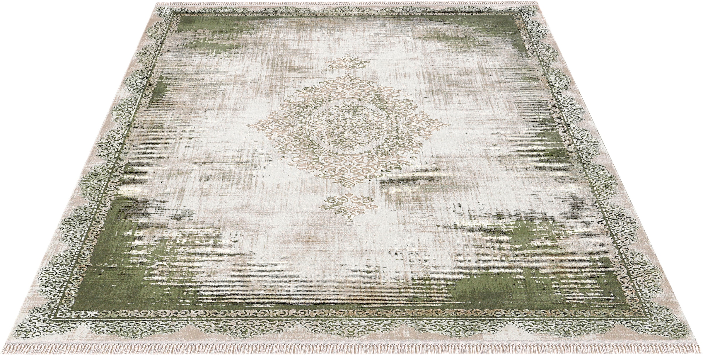 merinos Teppich »Rodin 19770«, rechteckig, 10 mm Höhe, Vintage, Orient, Kurzflor mit Fransen