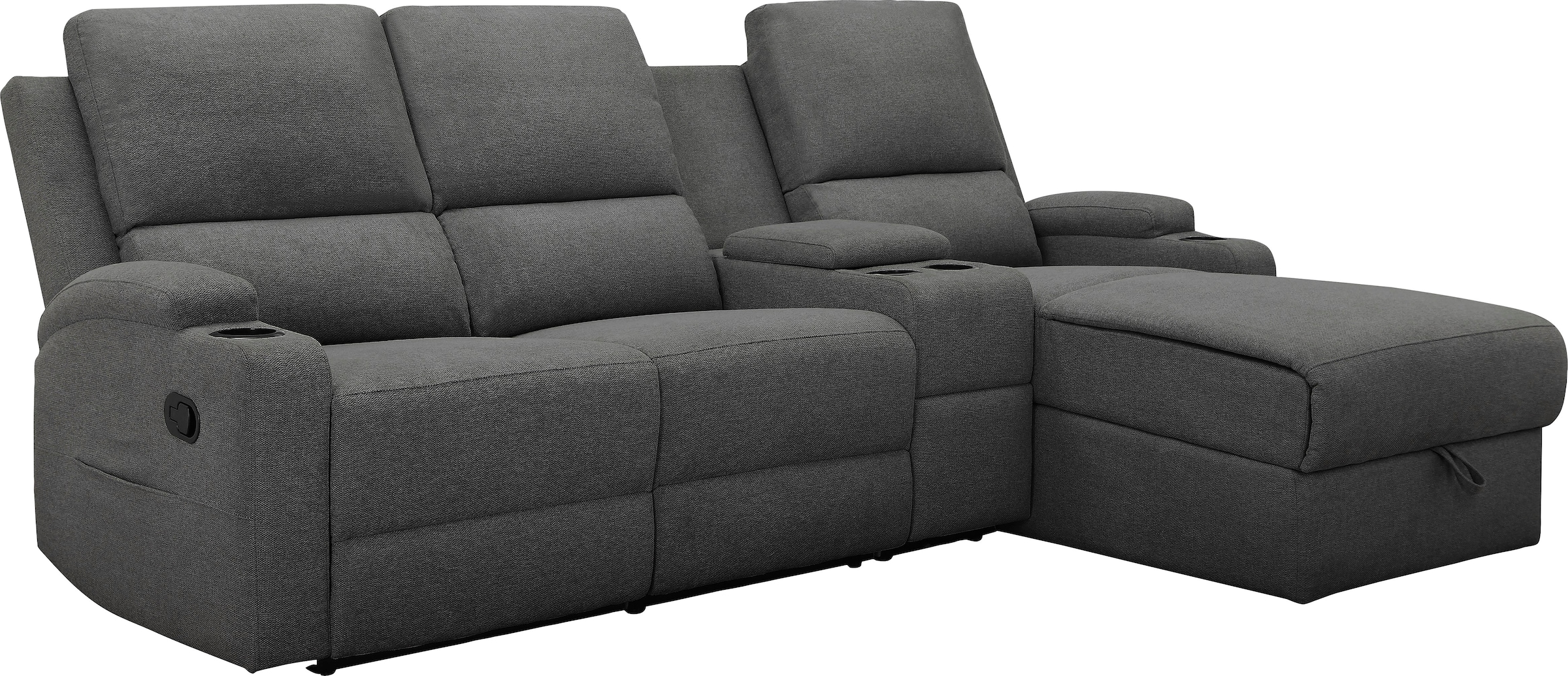 GOODproduct Ecksofa »NAPORI Struktur, Multimediasofa, 3er Kinosessel XXL, L-Form« Kinosofa, manuelle o. elektr. Relaxfunktion, Staufach, Getränkehalter
