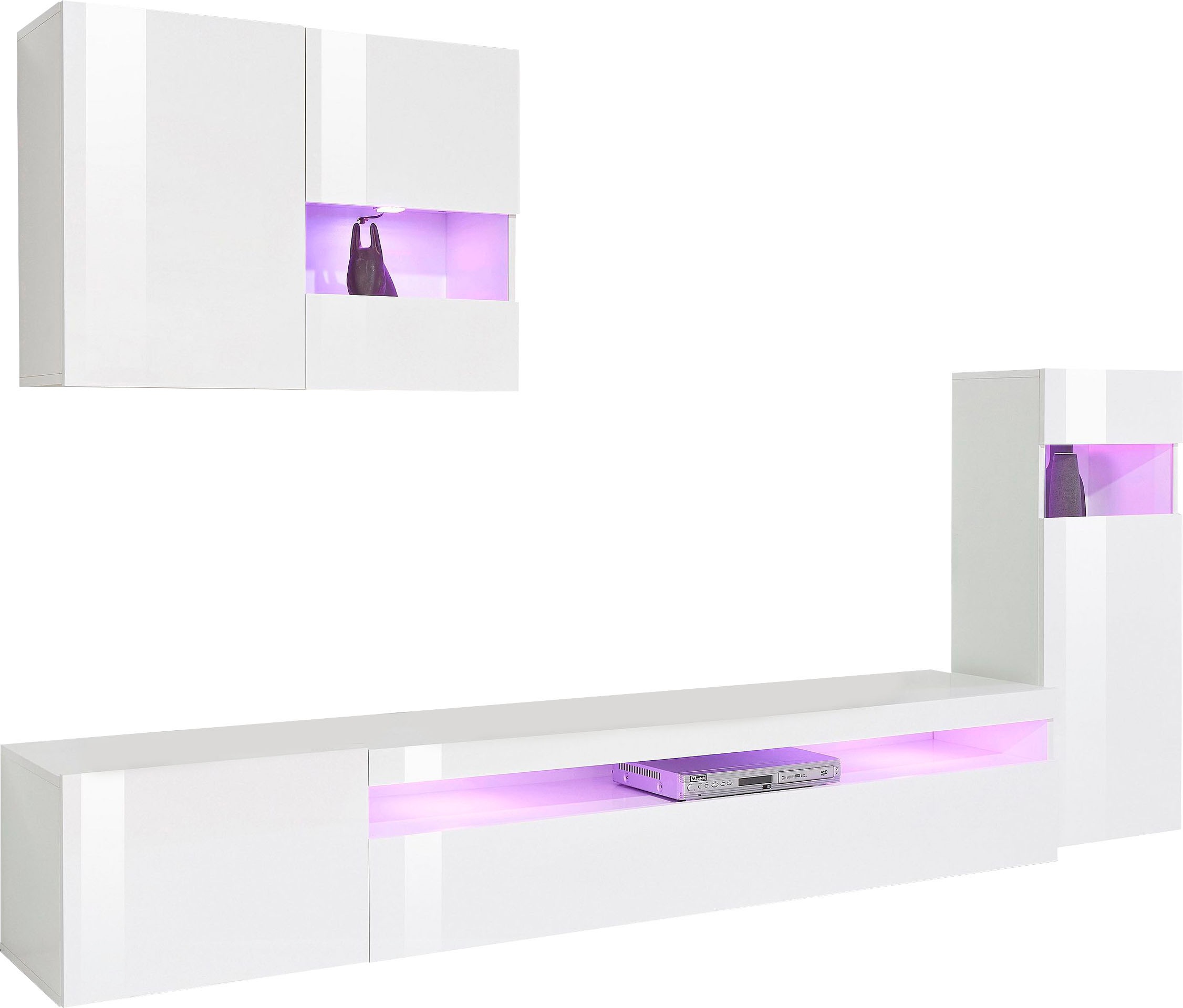 Image of Tecnos Wohnwand, (Set, 4 St.), weiss Korpus/ Front in Hochglanz, ohne Beleuchtung bei Ackermann Versand Schweiz