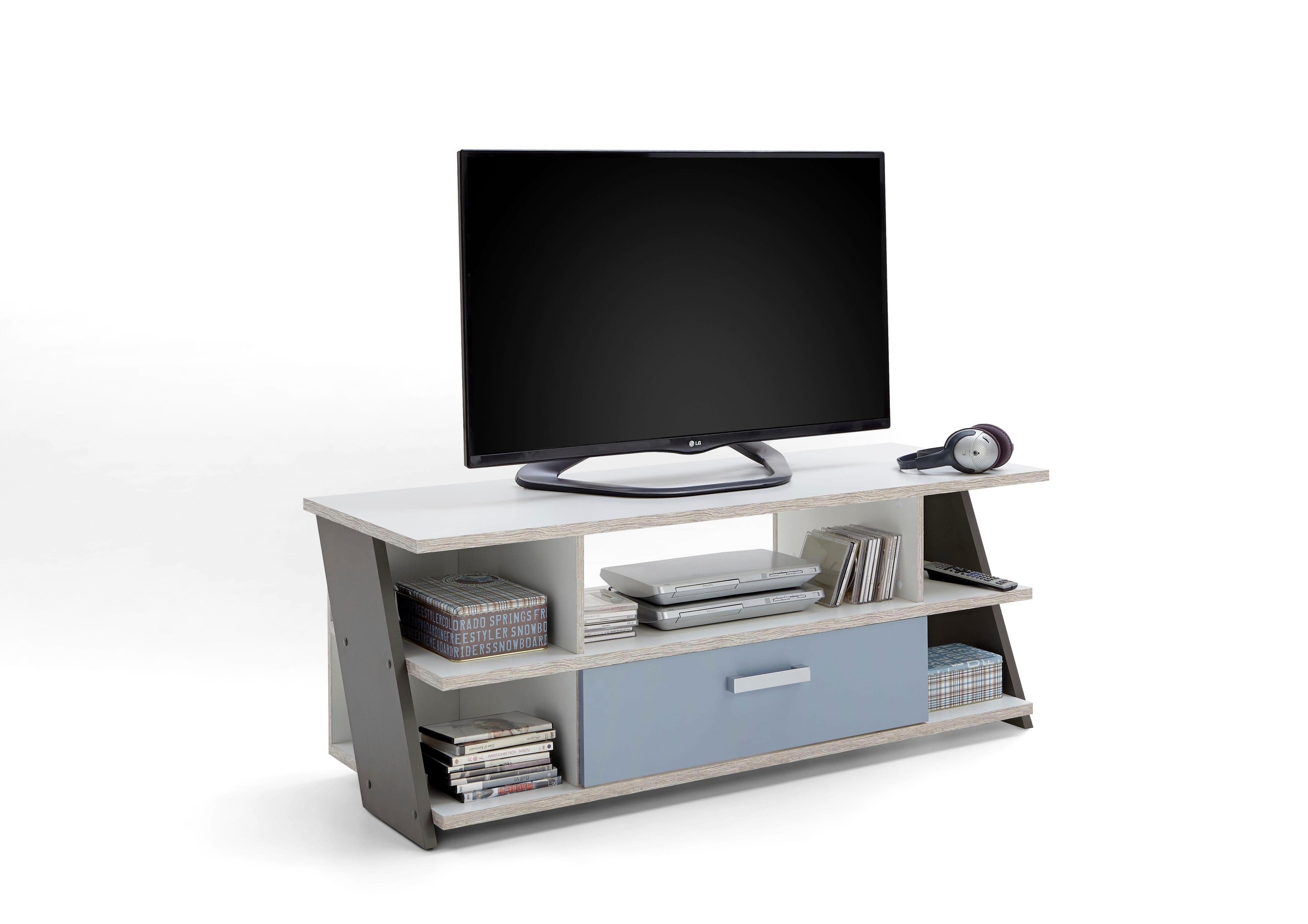 Image of FMD TV-Bank "Nona" mit Schubkasten und offenen Fächern, Breite 135 cm