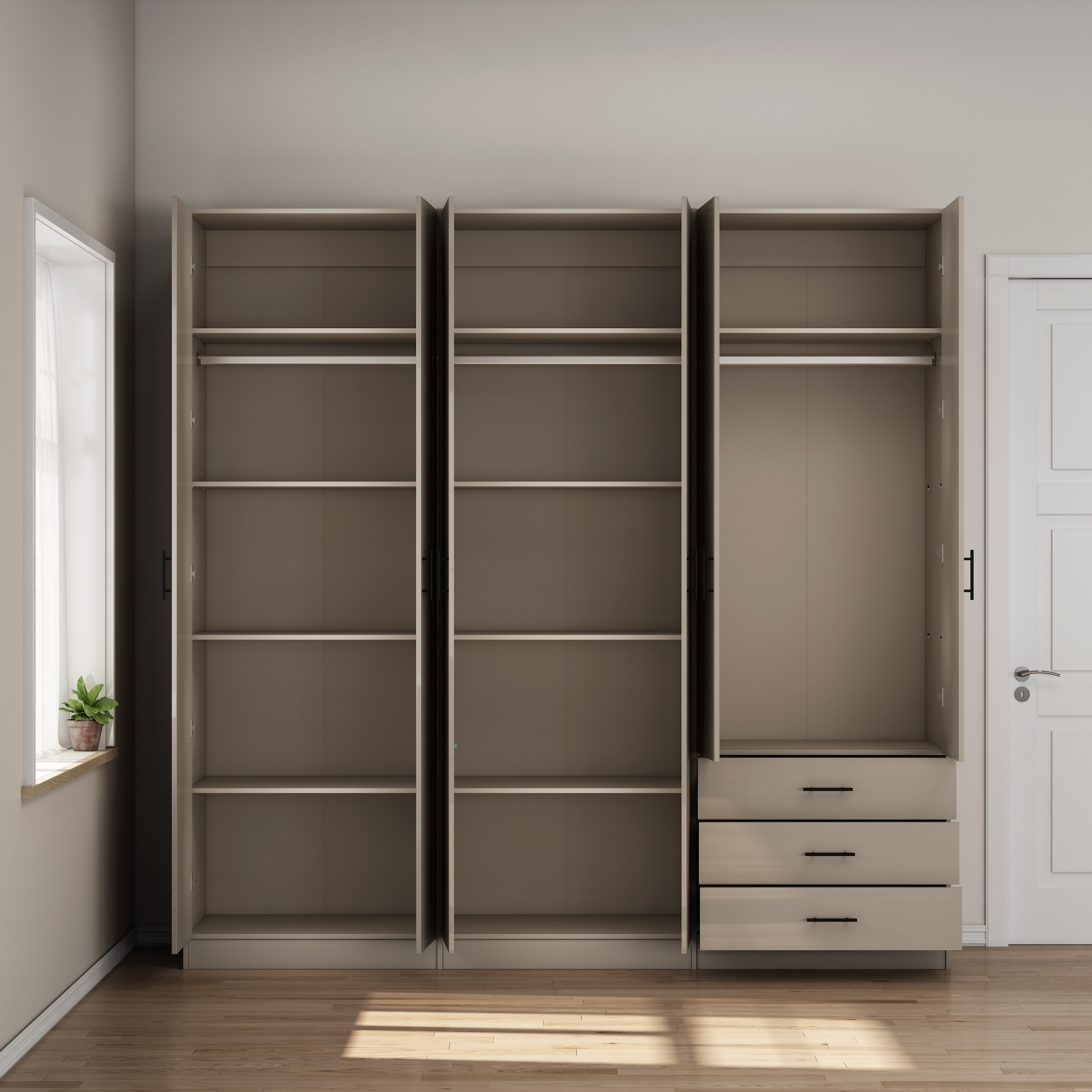 GOODproduct Kleiderschrank »Trento Schlafzimmerschrank Garderobe hochglanz« in 2 unterschiedlichen Schrankhöhen wählbar,  Schrank mit 6 Türen und 3 Schubladen, hochglanz Fronten, Höhe 2,39m