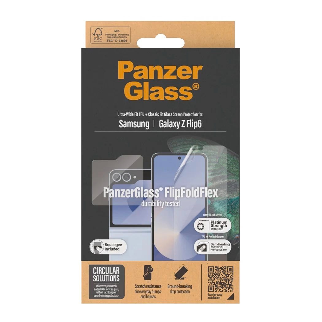 SAFE by PanzerGlass Displayschutzglas »Ultra-Wide Fit TPU + Classic Fit Glass Screen Protection«, für Samsung Galaxy Z Flip6, Displayschutzfolie, Schutzfolie, Bildschirmschutz, kratz- & stossfest