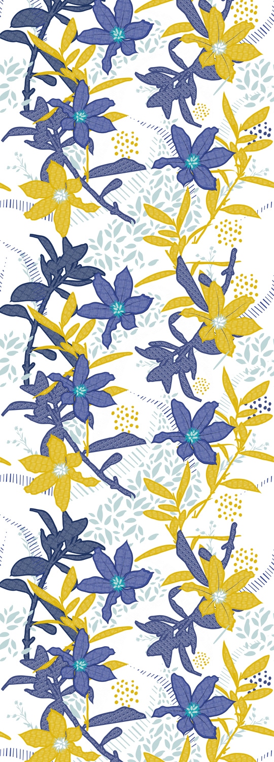 Image of queence Vinyltapete "Dua" Motiv bedruckt botanisch floral gemustert natürlich glatt 90x250cm, selbstklebend, kinderleichte Anbringung, Sticker