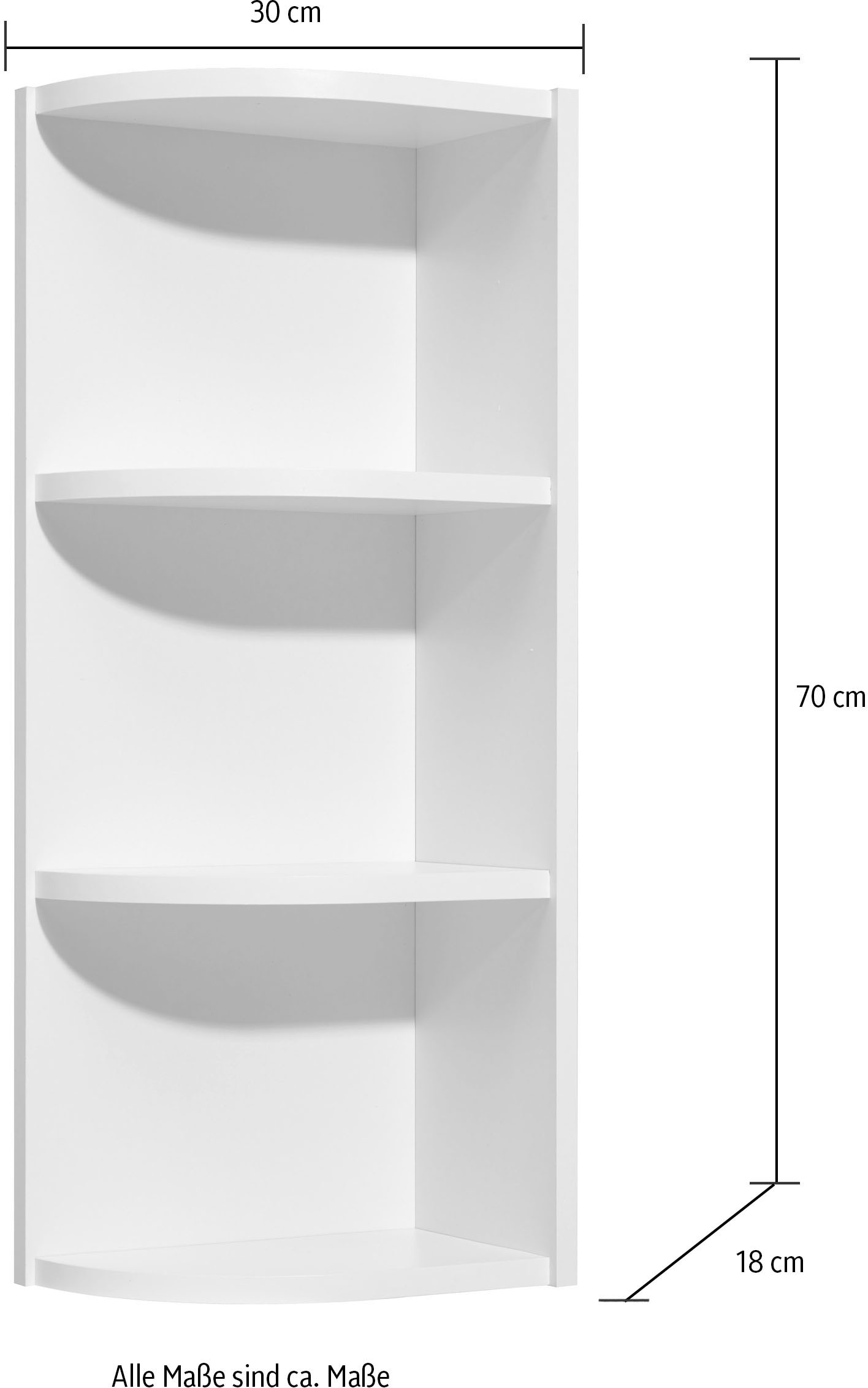 Saphir Étagère d'angle »Quickset 335 Abschlussecke für Hängeschrank, 30,7 cm breit« 70 cm de haut, 2 étagères fixes, étagère blanche, étagère murale pour salle de bain