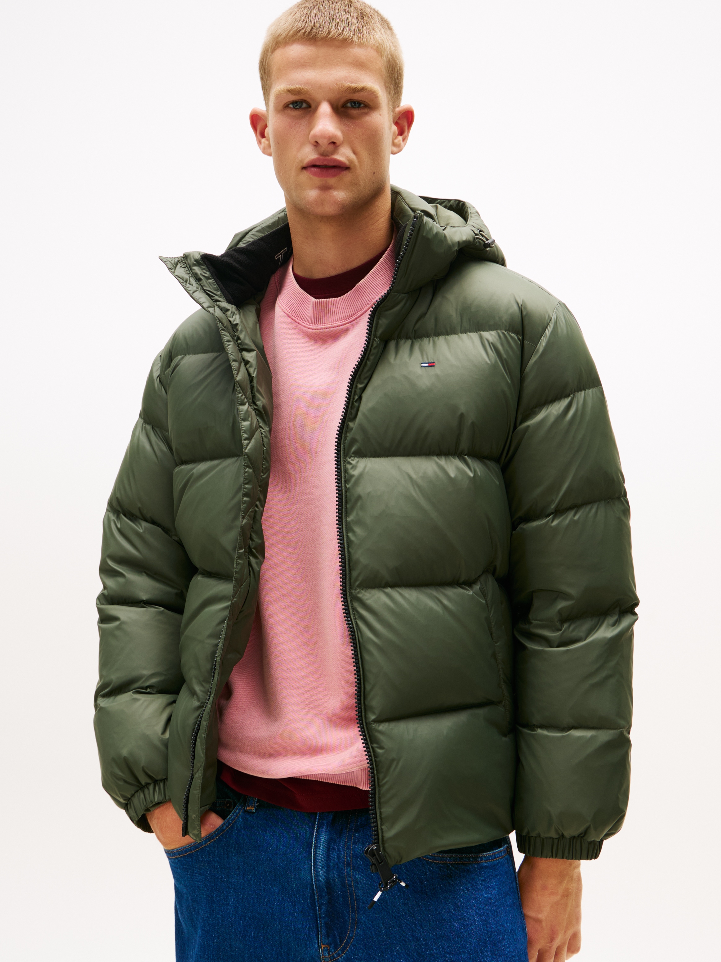 Image of Tommy Jeans Steppjacke "TJM ESSENTIAL DOWN JACKET EXT" mit Kapuze Winterjacke Outdoorjacke Gefüttert 2 in 1 Jacke abnehmbare Kapuze