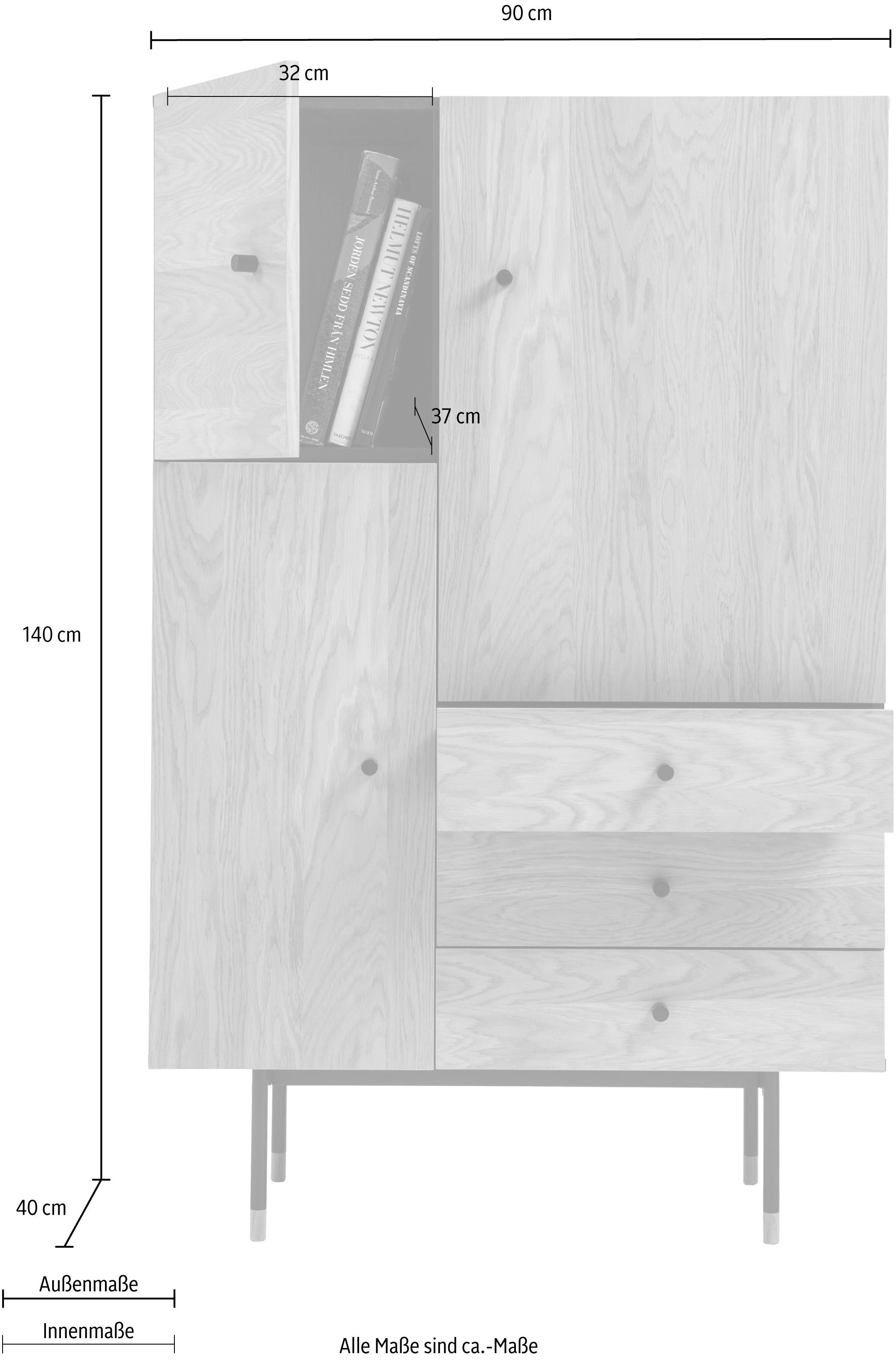 Woodman Highboard »Jugend Kommode«, Stauraumschrank mit Soft Close Funktion, Breite 90 cm, FSC®
