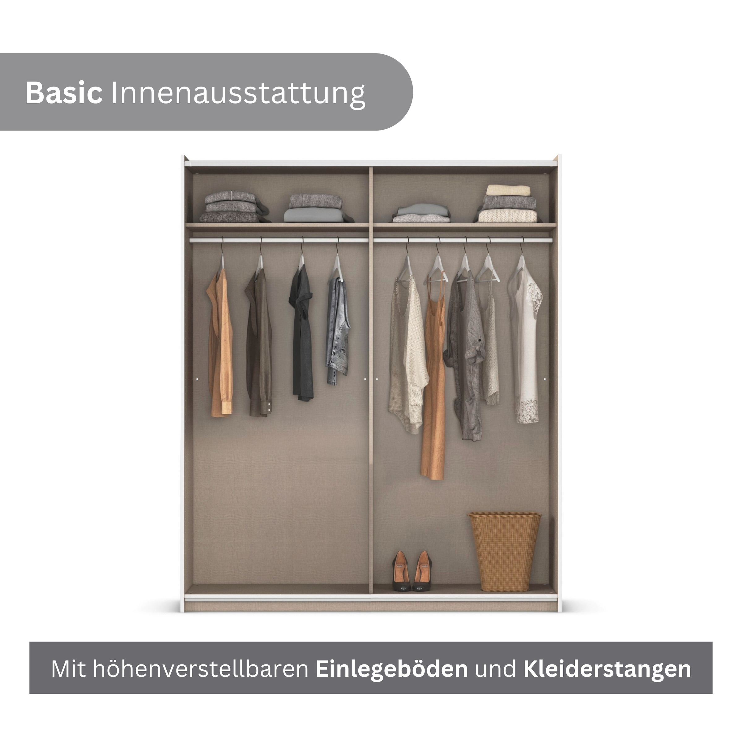 rauch Kleiderschrank »Kleiderschrank Drehtürenschrank Schrank Garderobe KRONACH TOPSELLER« in 3 Ausstattungen BASIC/CLASSIC/PREMIUM, Breiten 131/175/218/261 cm,  optional ohne, mit 1 oder 2 Spiegel, viel Stauraum MADE IN GERMANY