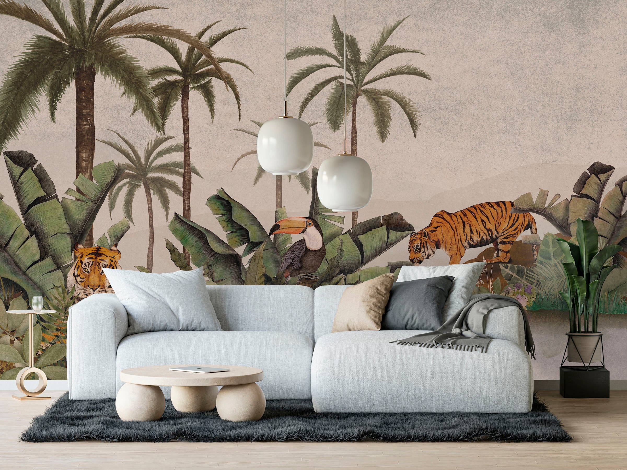 Image of Komar Fototapete "Digitaldruck Vlies - Tiger Jungle - Grösse 400 x 250 cm" bedruckt glatt Wohnzimmer, Schlafzimmer