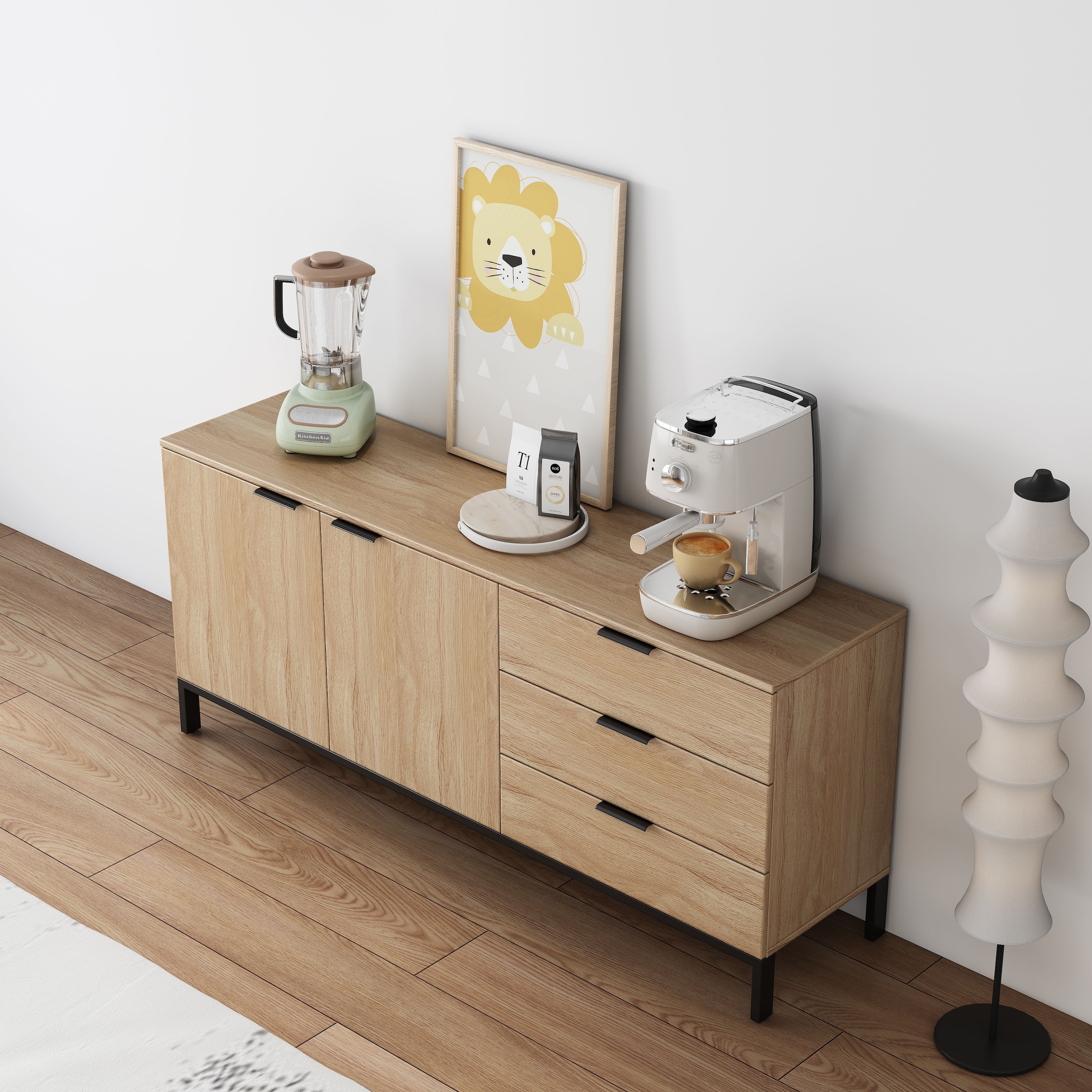 GOODproduct Sideboard »Jorinde« Melaminoberfläche, flexibler Stauraum und robustes Metallgestell
