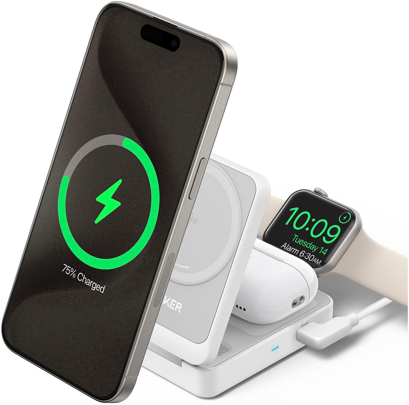 Anker Wireless Charger »MagGo Wireless Charging Station (Foldable 3-in-1)«