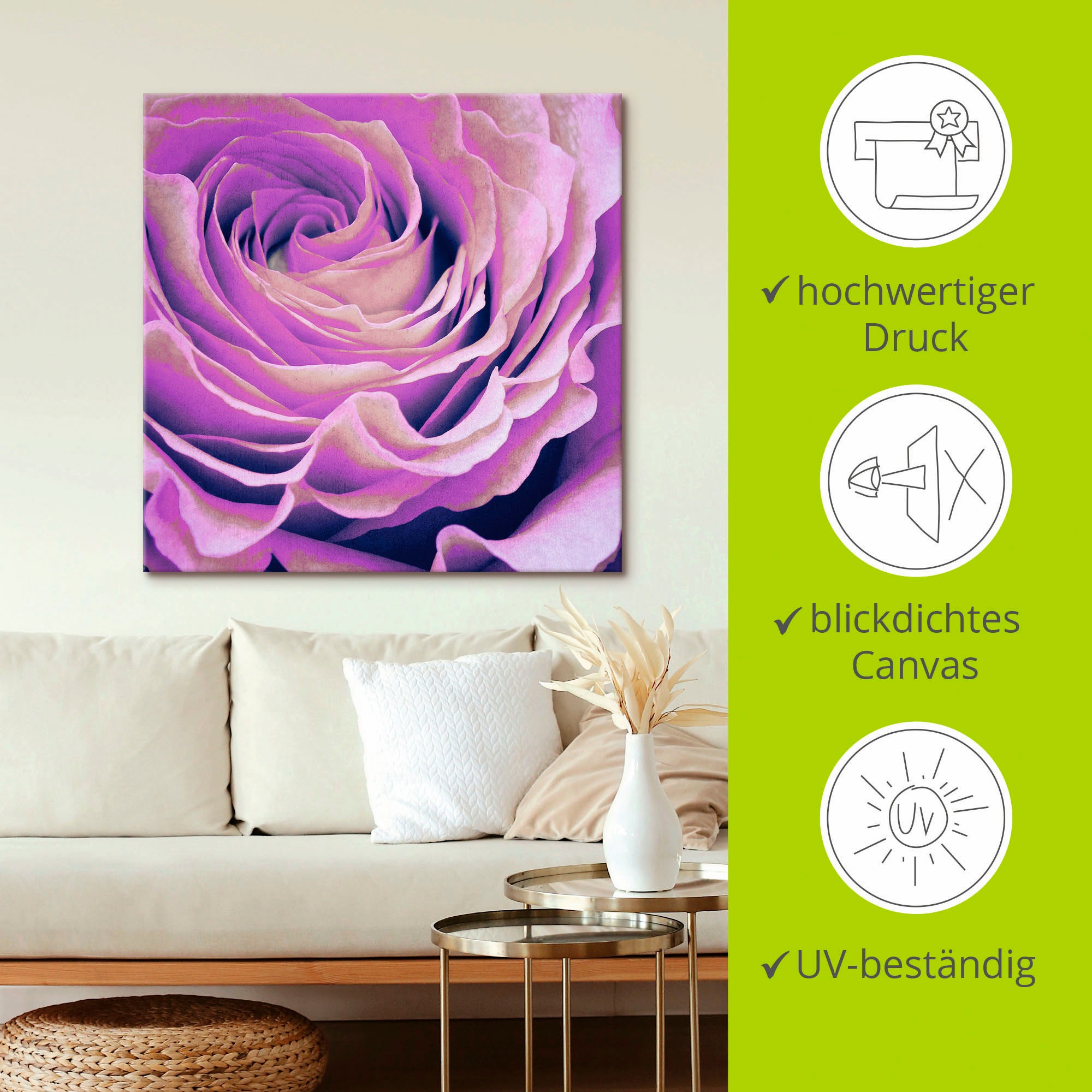 Artland Wandbild »Lila Rose«, Blumen, (1 St.), als Leinwandbild, Poster in verschied. Grössen
