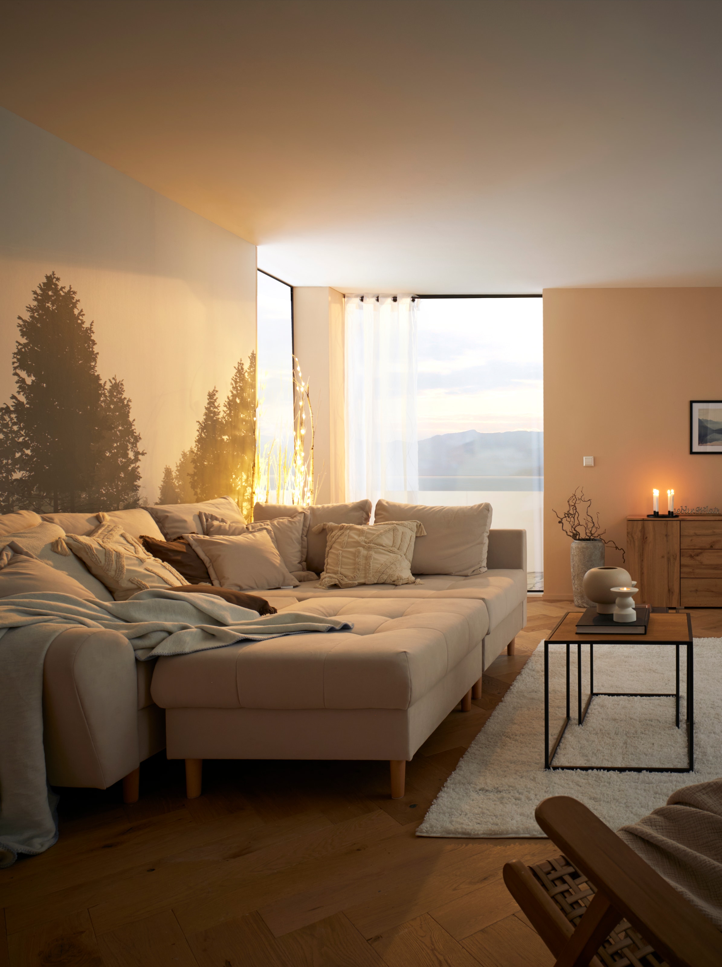 Home affaire Ecksofa Rice,  mit Hocker und  Zier-/Rückenkissen