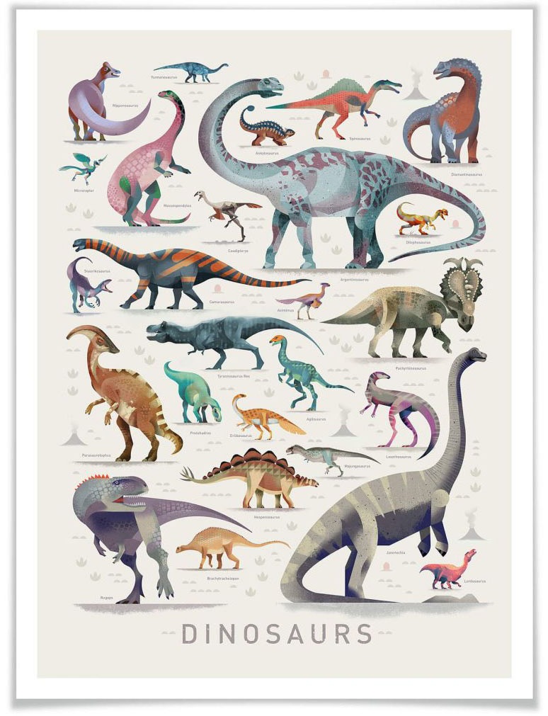Image of Wall-Art Poster »Dinosaurs«, Dinosaurier, (1 St.), Poster, Wandbild, Bild, Wandposter bei Ackermann Versand Schweiz