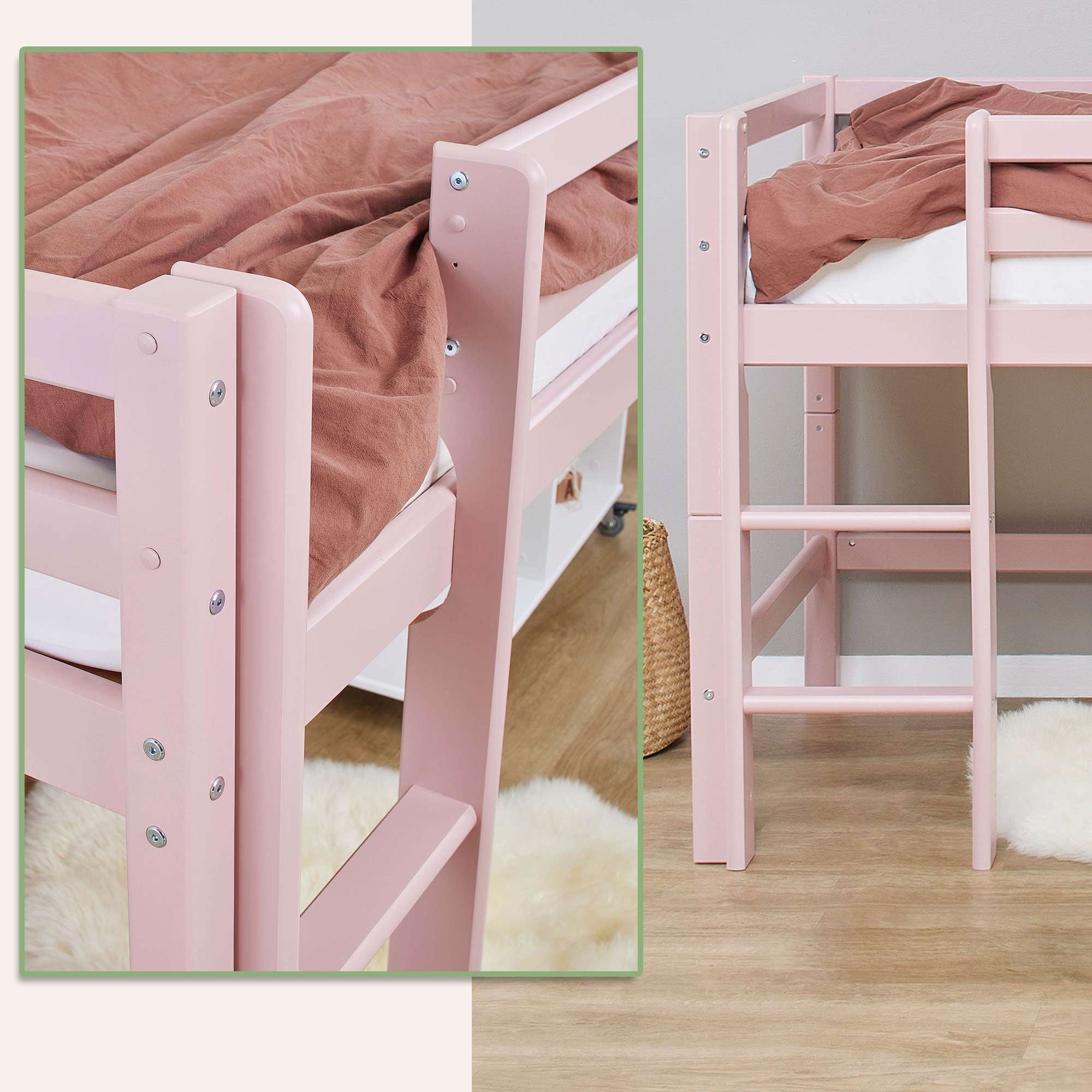 Hoppekids Hochbett »ECO Dream MY COLOR« Set, Bett,  90x200, umbaubar in Einzelbett, 4 Farben