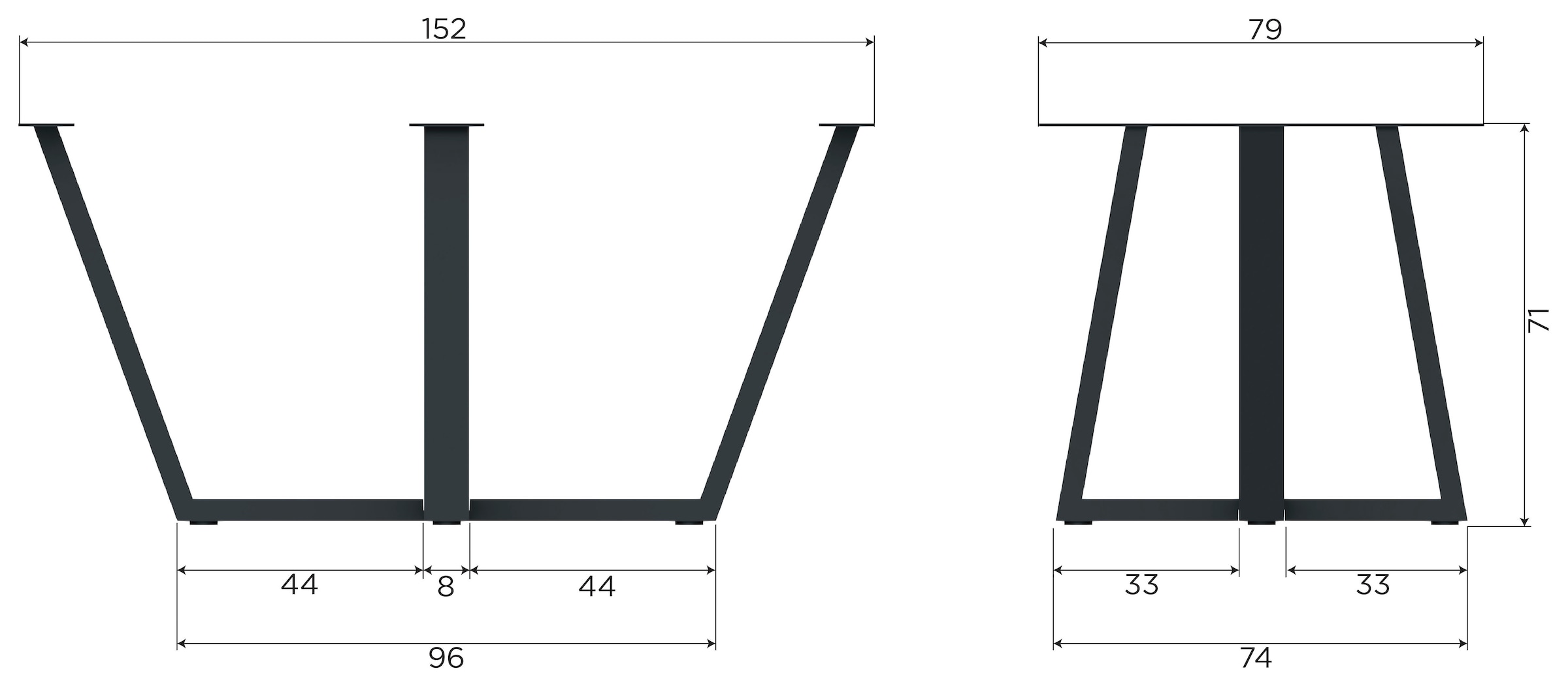 WOOOD Pied de table »Tablo Drenthe Metall mit Pulverbeschichtung B 147 x T 71 x H 73 cm« capacité de charge 150 kg, structure croisée royale, facile à monter