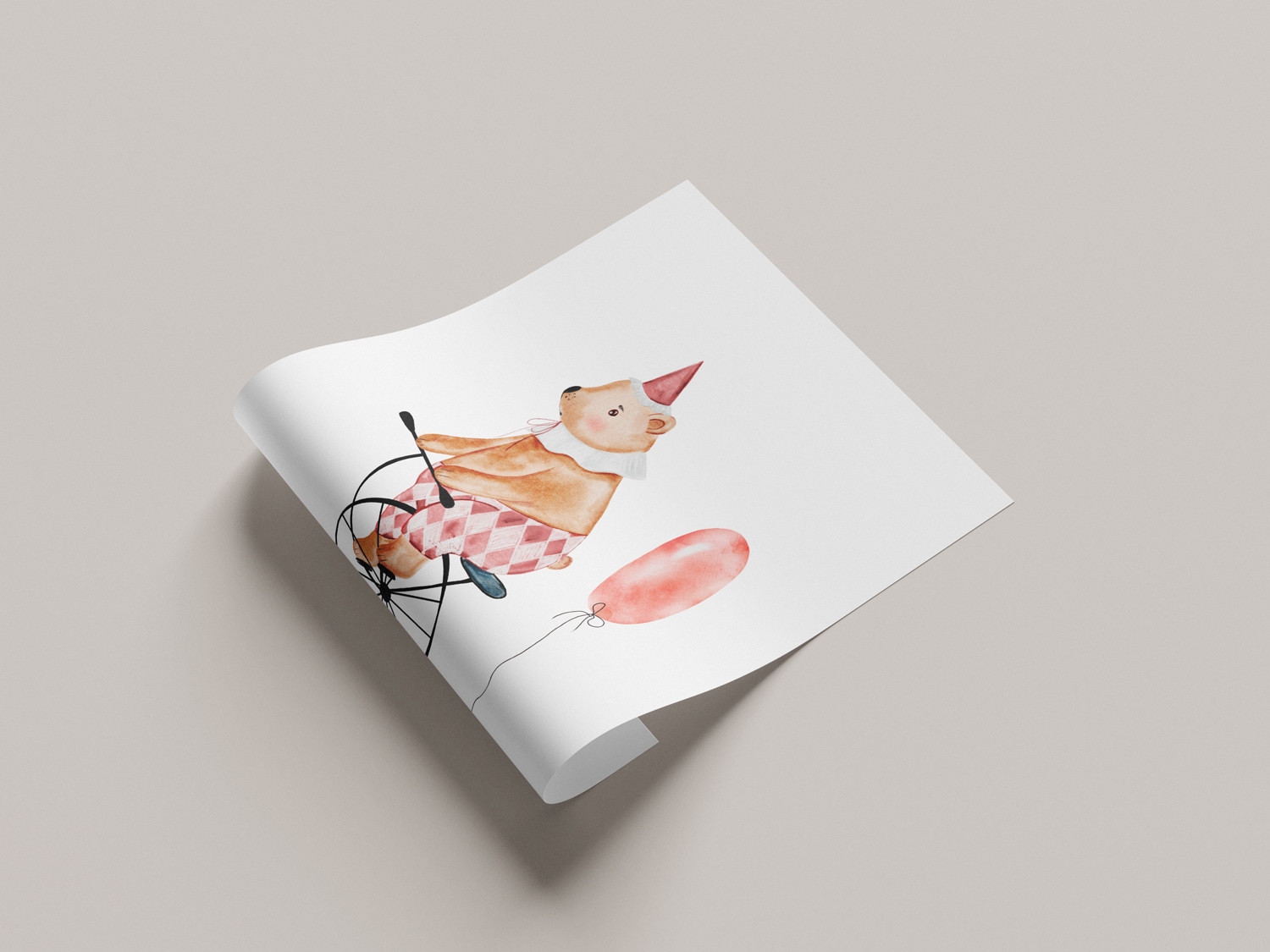 Lüttenhütt Bild mit Rahmen »oder Poster, Bär mit Luftballon« Bär | Fahrräder | Fantasy | Karneval | Luftballon | Tiere 1 Stk. tlg. HD Premium Druck