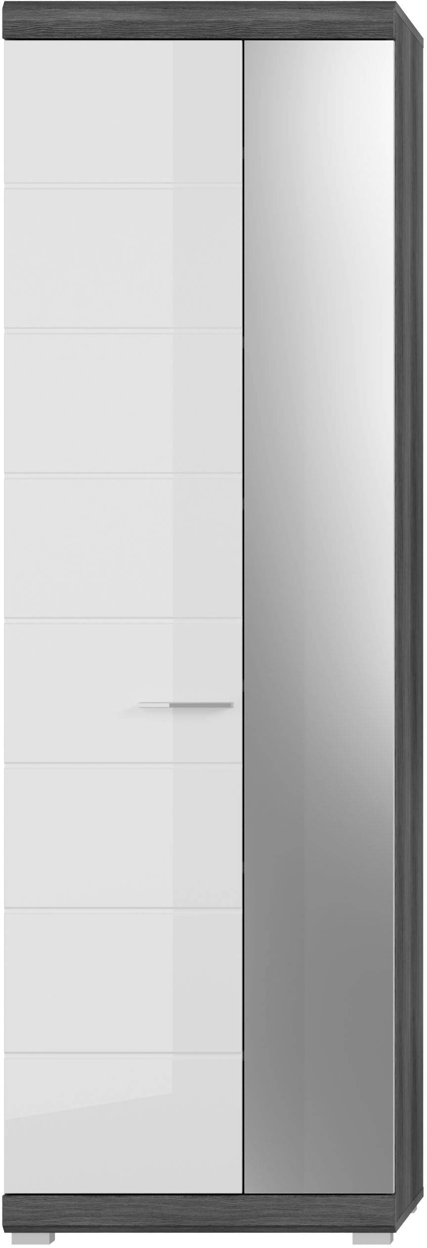 INOSIGN Garderobenschrank »Siena, Höhe 197cm, 2 Türen, 4 Einlegeböden, ausziehbare Kleiderstange«, Front-Rillenfräsung, Stauraumschrank, Flurschrank, Dielenschrank