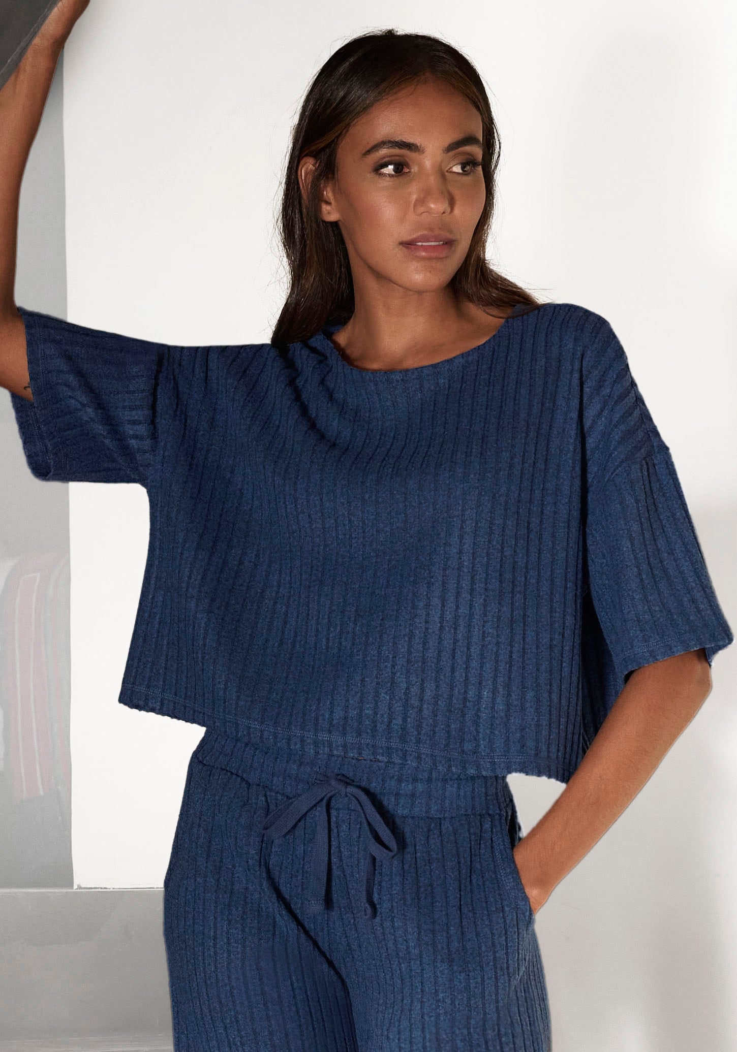 LASCANA 3/4-Arm-Shirt »-Loungeshirt«, aus weichem Strick, Loungewear