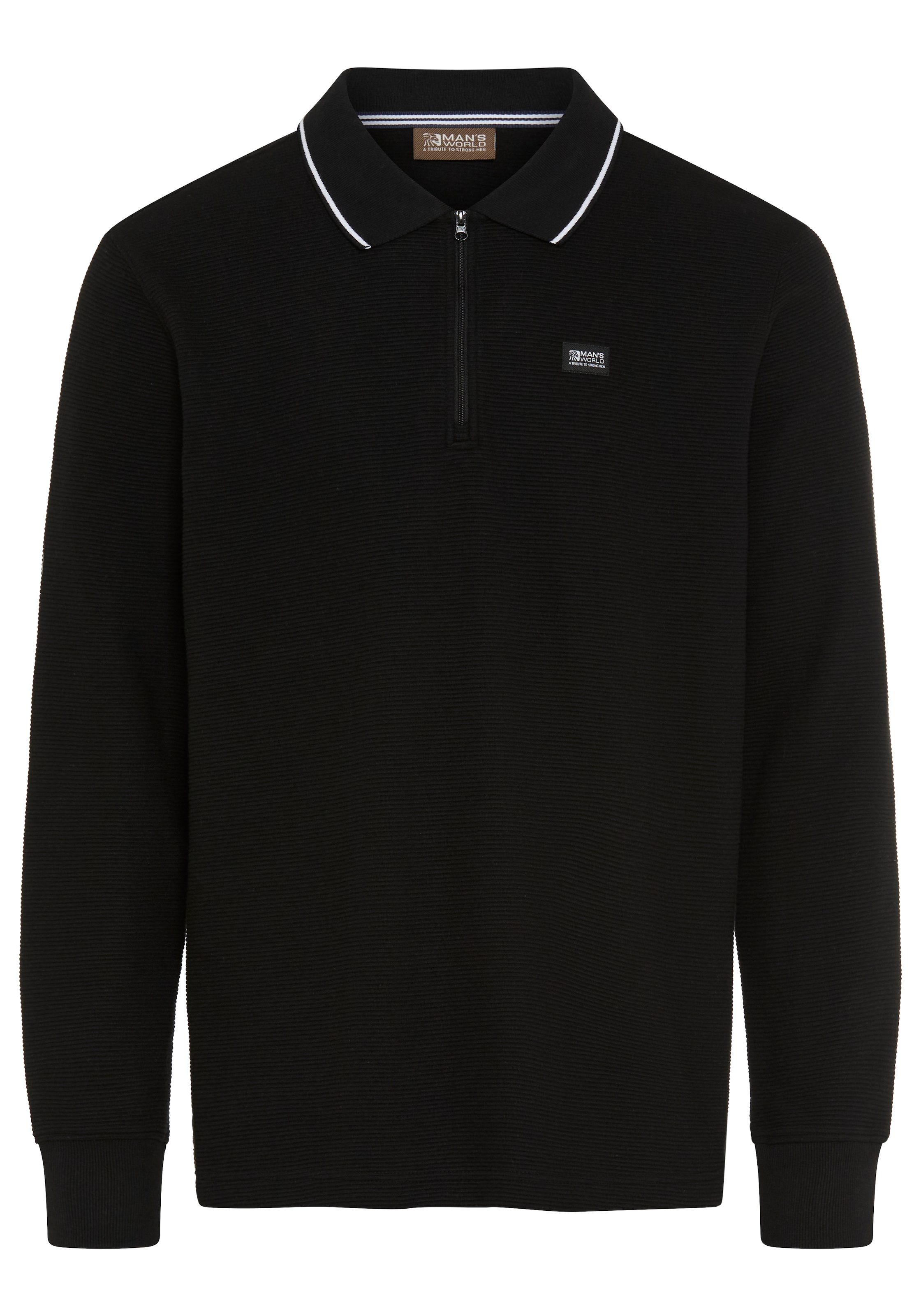 Man's World Sweatshirt , mit Polokragen, aus Baumwolle und Polyester, in unifarbener Optik
