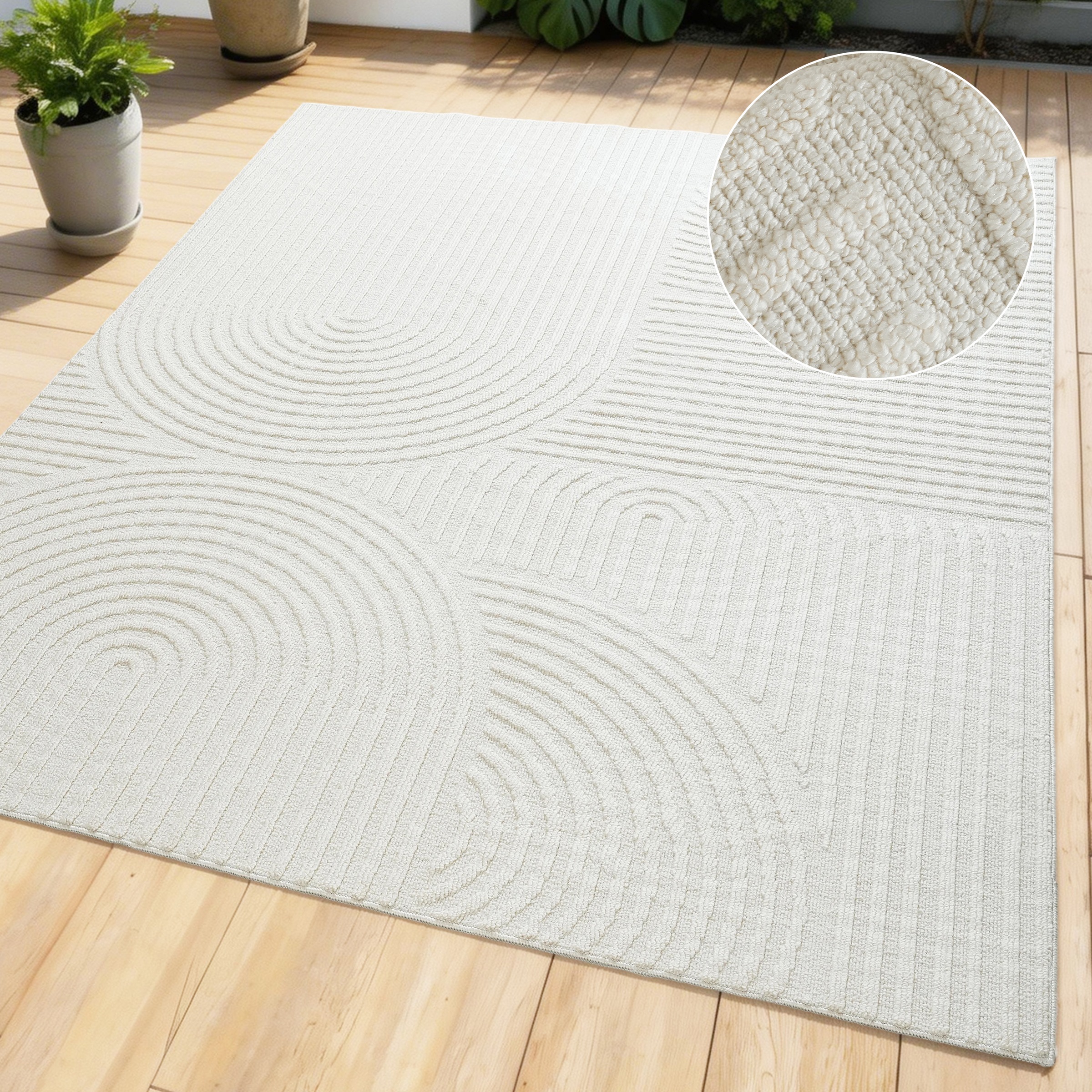 Image of GOODproduct Teppich "Jola, In- und Outdoor geeignet, Hoch-Tief-Design, Scandi" rechteckig 9 mm Höhe Hoch-Tief-Struktur, Zen, Wetterfest & UV-beständig, Balkon, Camping
