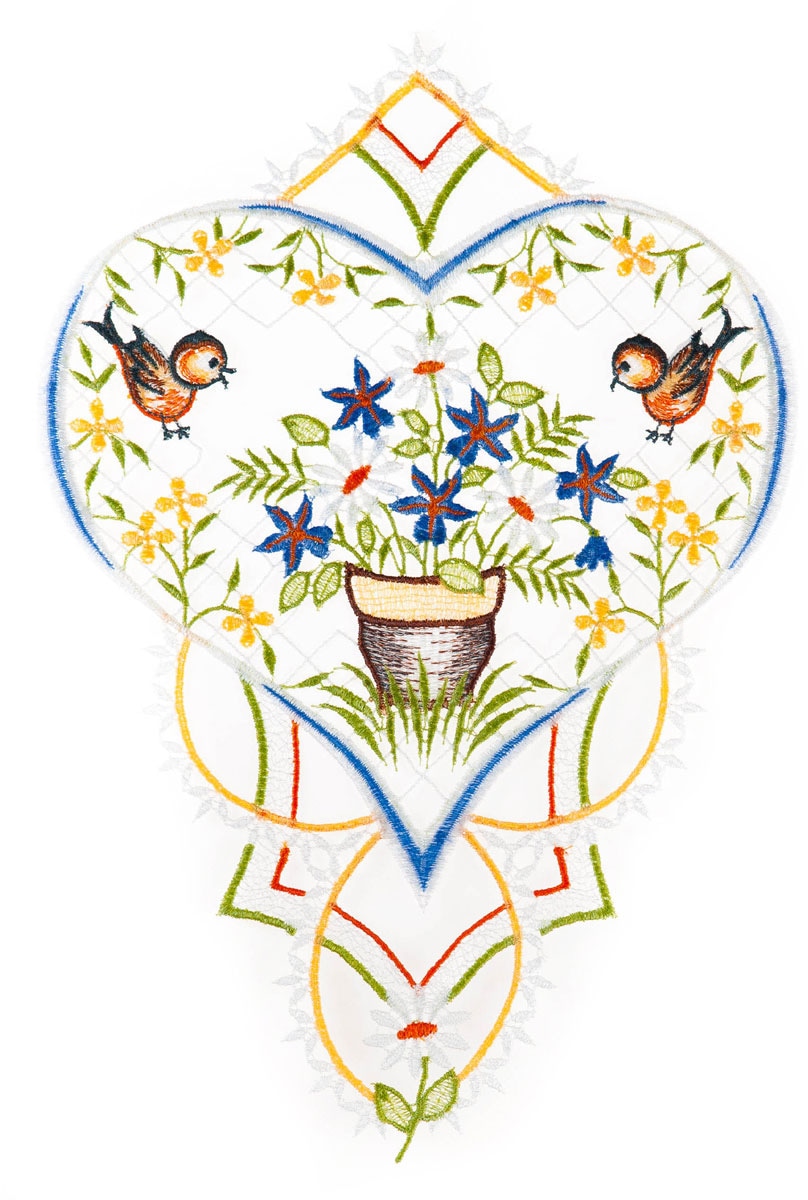 Image of W. Reuter & Sohn - Plauener Spitze® Fensterbild »Fensterbild "Blumenherz" farbig« bei Ackermann Versand Schweiz