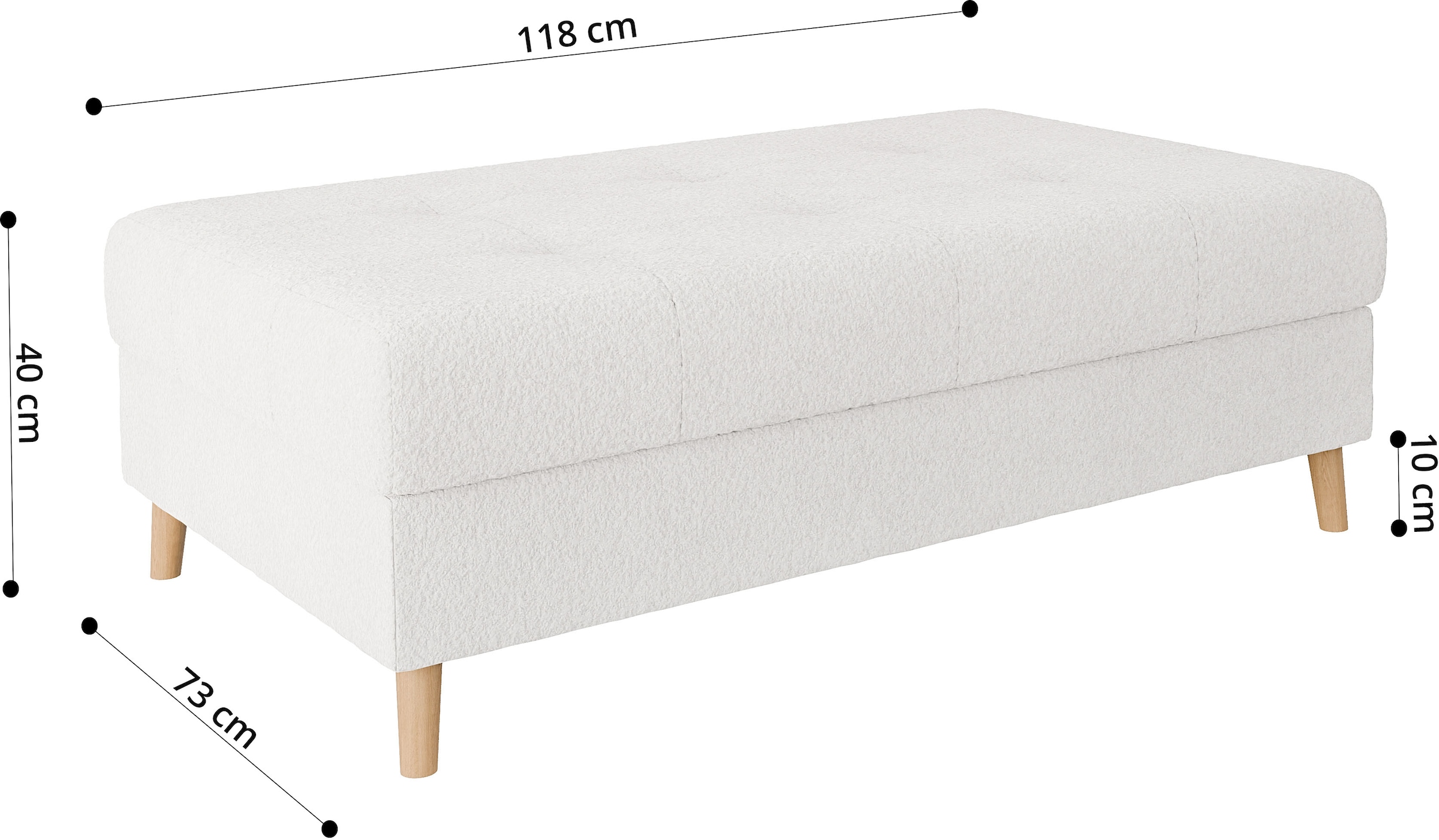 Home affaire Polsterhocker »CHARRE XXL, Steppung im Sitzbereich, Masse: B/T/H: 118/73/40 cm«, passend zur Serie CHARRE, auch in Cord und Bouclé