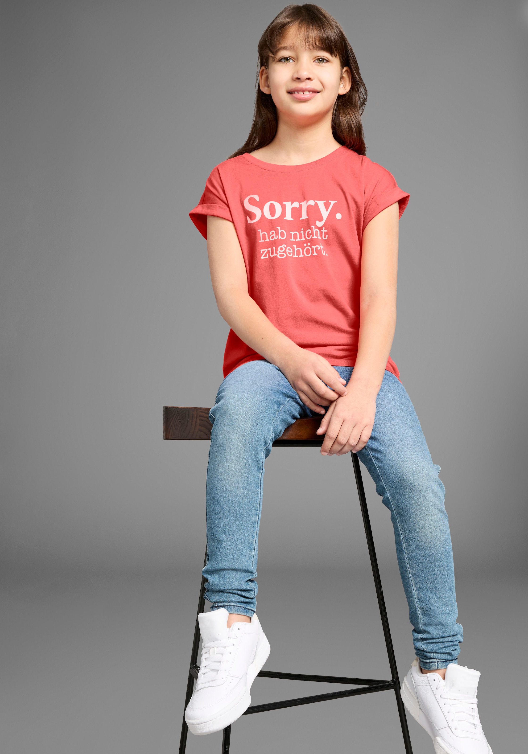 KIDSWORLD T-Shirt »Sorry. hab nicht zugehört.«, Kurzarm, bedruckt, Rundhalsausschnitt, aus Baumwolle