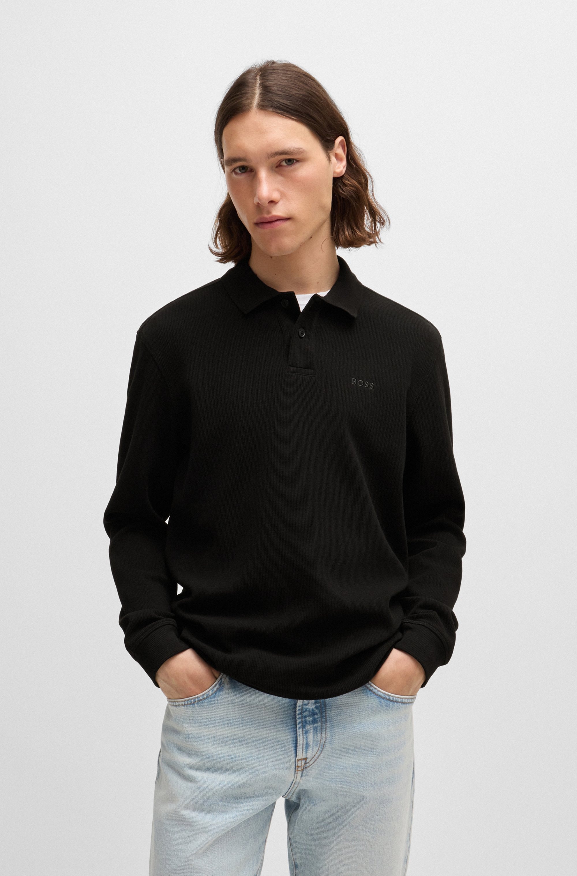 Image of BOSS ORANGE Poloshirt "Petempestolong" mit Knopfleiste