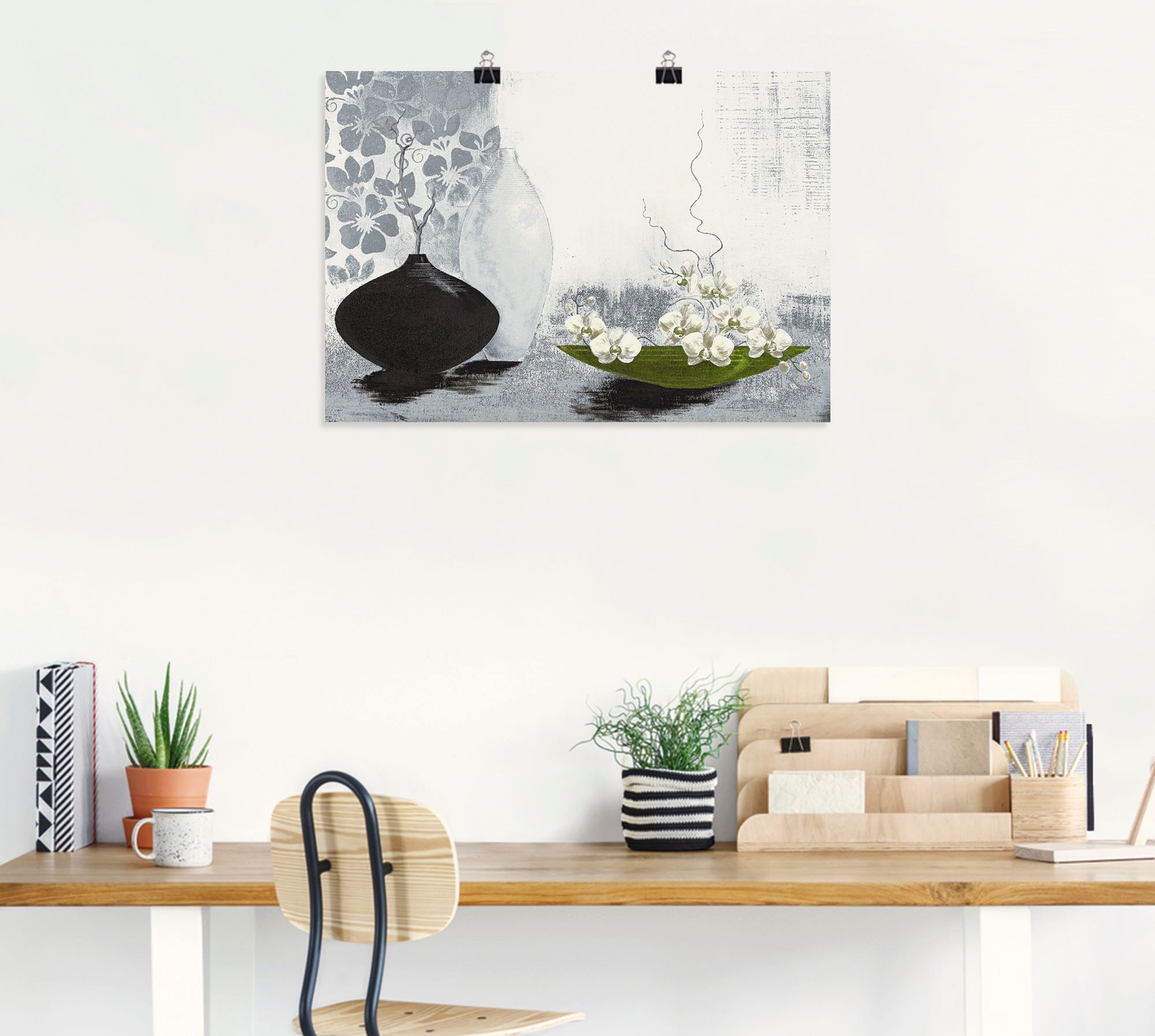 Artland Wandbild »Modernes bauchiges Gefäss mit Orchideen«, Vasen & Töpfe, (1 St.), als Leinwandbild, Poster in verschied. Grössen