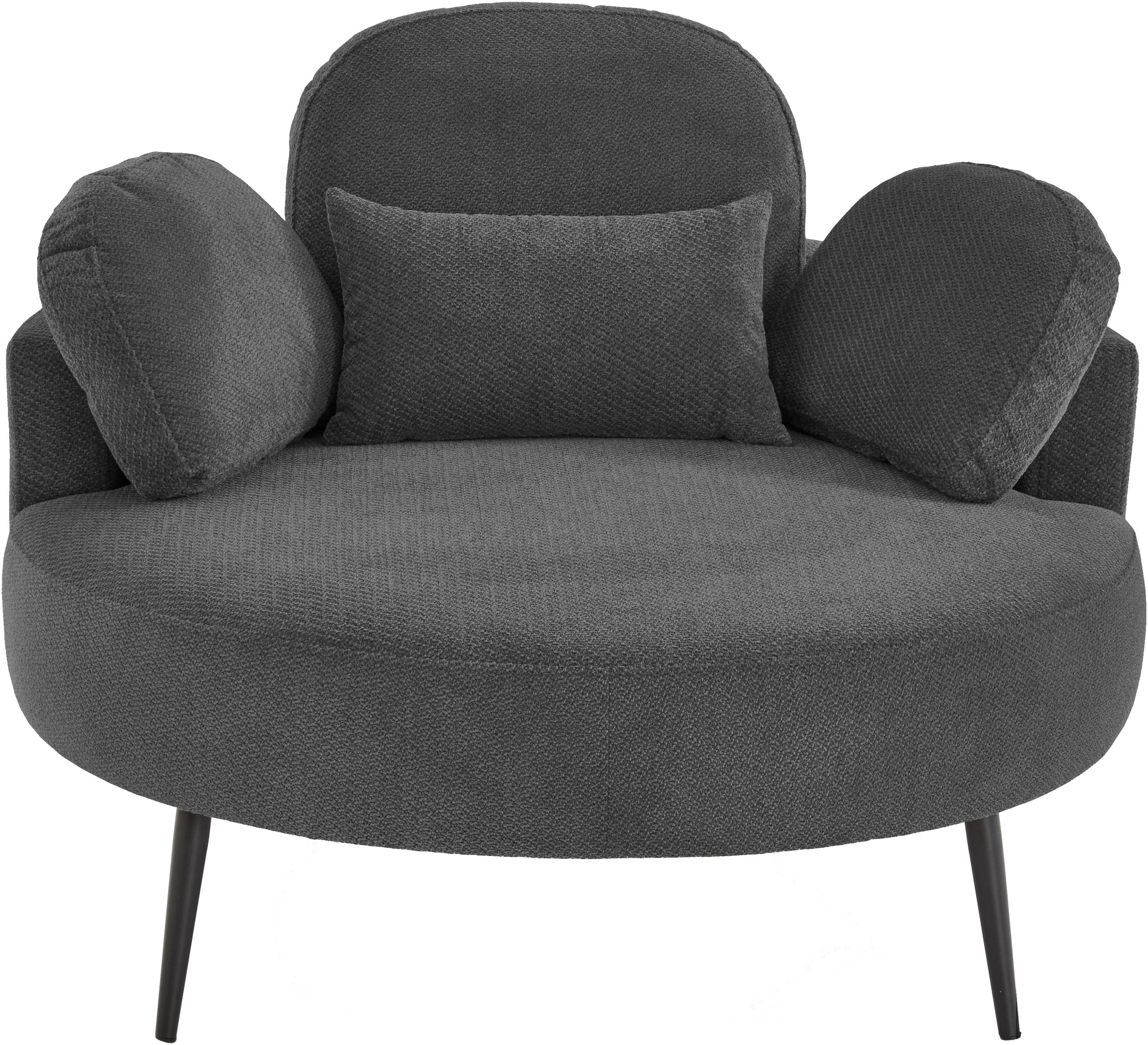 GOODproduct Canapé 2 places »Riko Sessel, B: 110 cm, Sitzhöhe: 44 cm« XXL- Sessel, mit Stauraumhocker, Rückenstütze & 4 Zierkissen