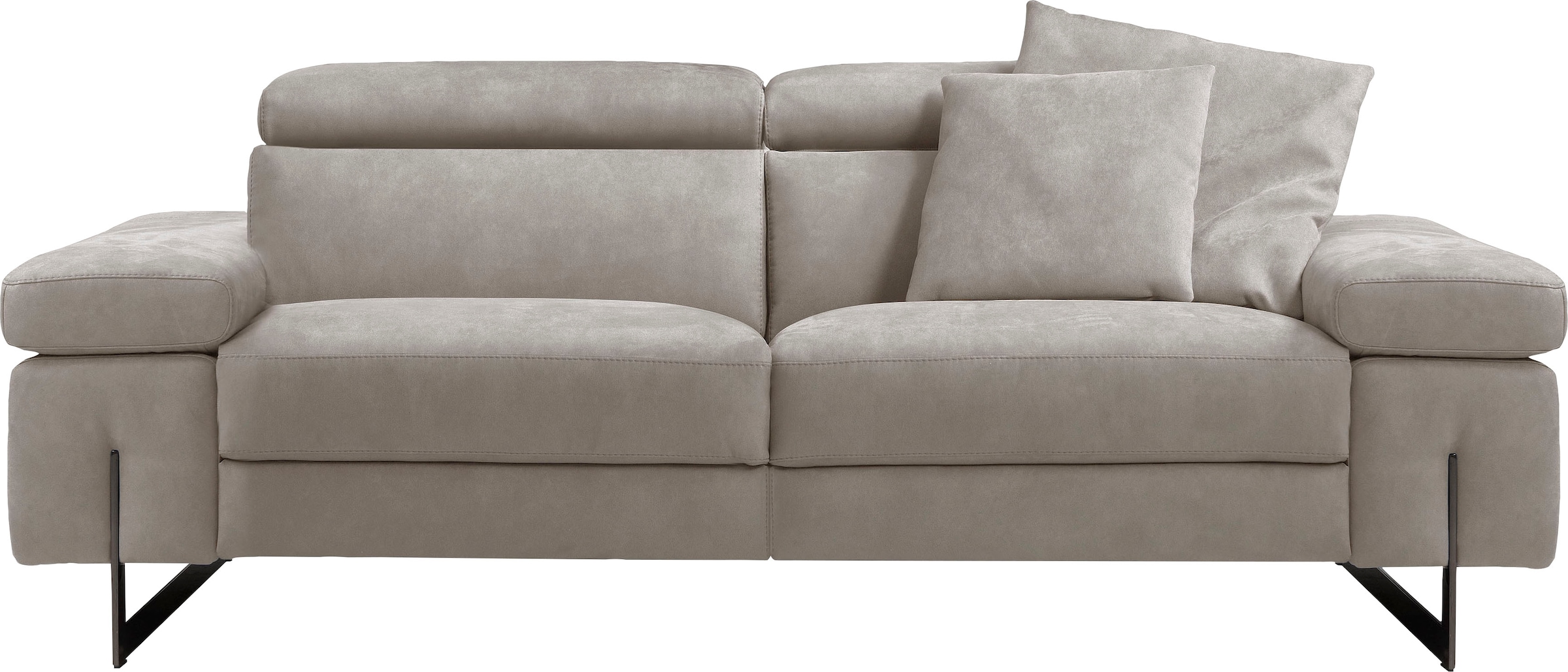 Egoitaliano 2,5-places »Candice, elegant und edel, hochwertiges Designsofa, bequem« Kopfteile manuell verstellbar, titanumfarbene Kufenfüsse