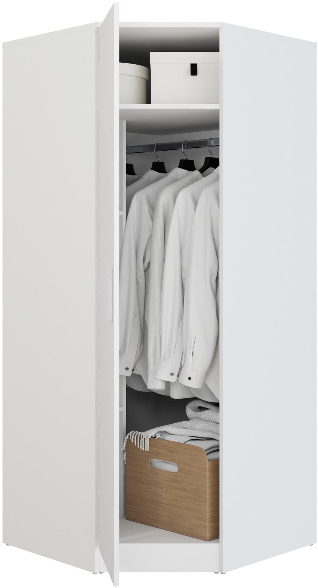 FORTE Eckkleiderschrank »Kleiderschrank, perfekte Ecklösung, einfache Montage« B/H/T 80,4/181/80,4, perfekte Ecklösung, FSC