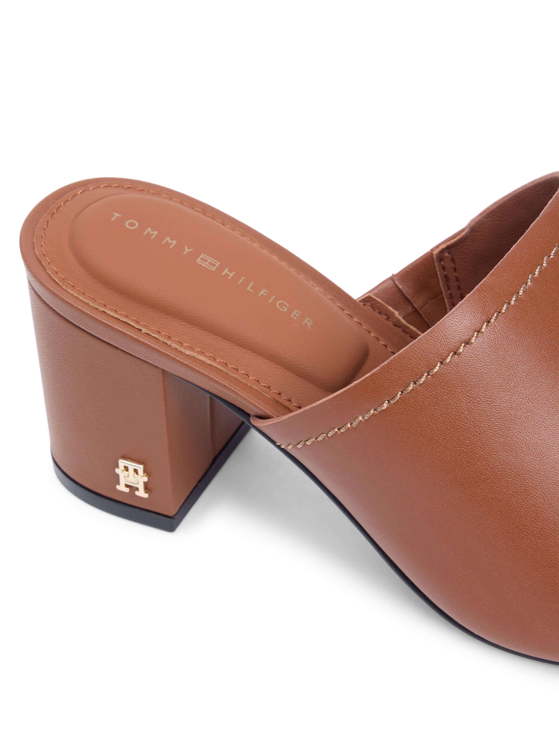 Tommy Hilfiger Pantolette »TH BLOCK HEEL MULE LTH«  Sommerschuh, Businessschuh mit weicher Bandage