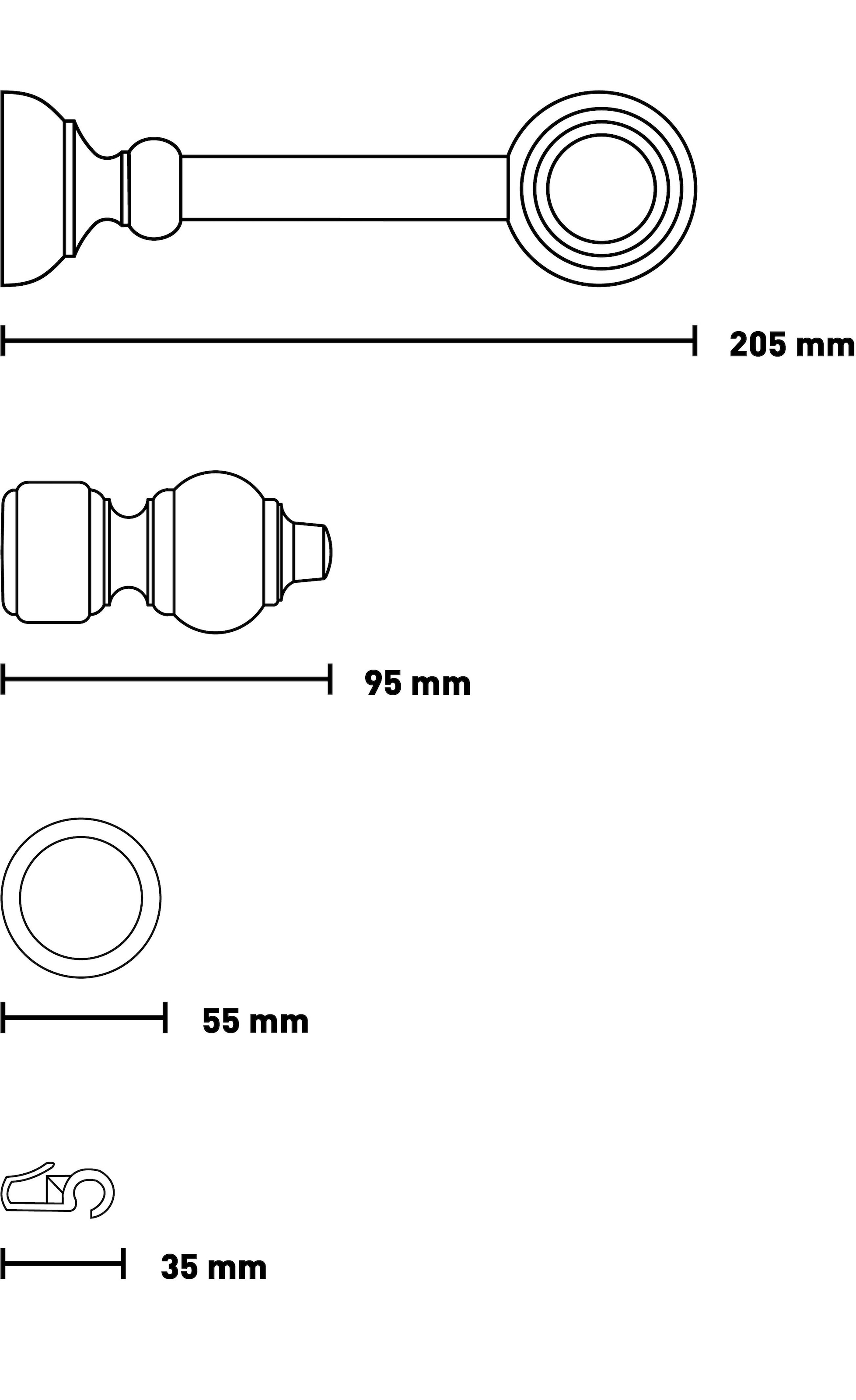 SN DECO GROUP Gardinenstange »Filigrano« 1 läufig-läufig Fixmass 28 mm, Holz, verschiedene Längen und Farben, Komplettset