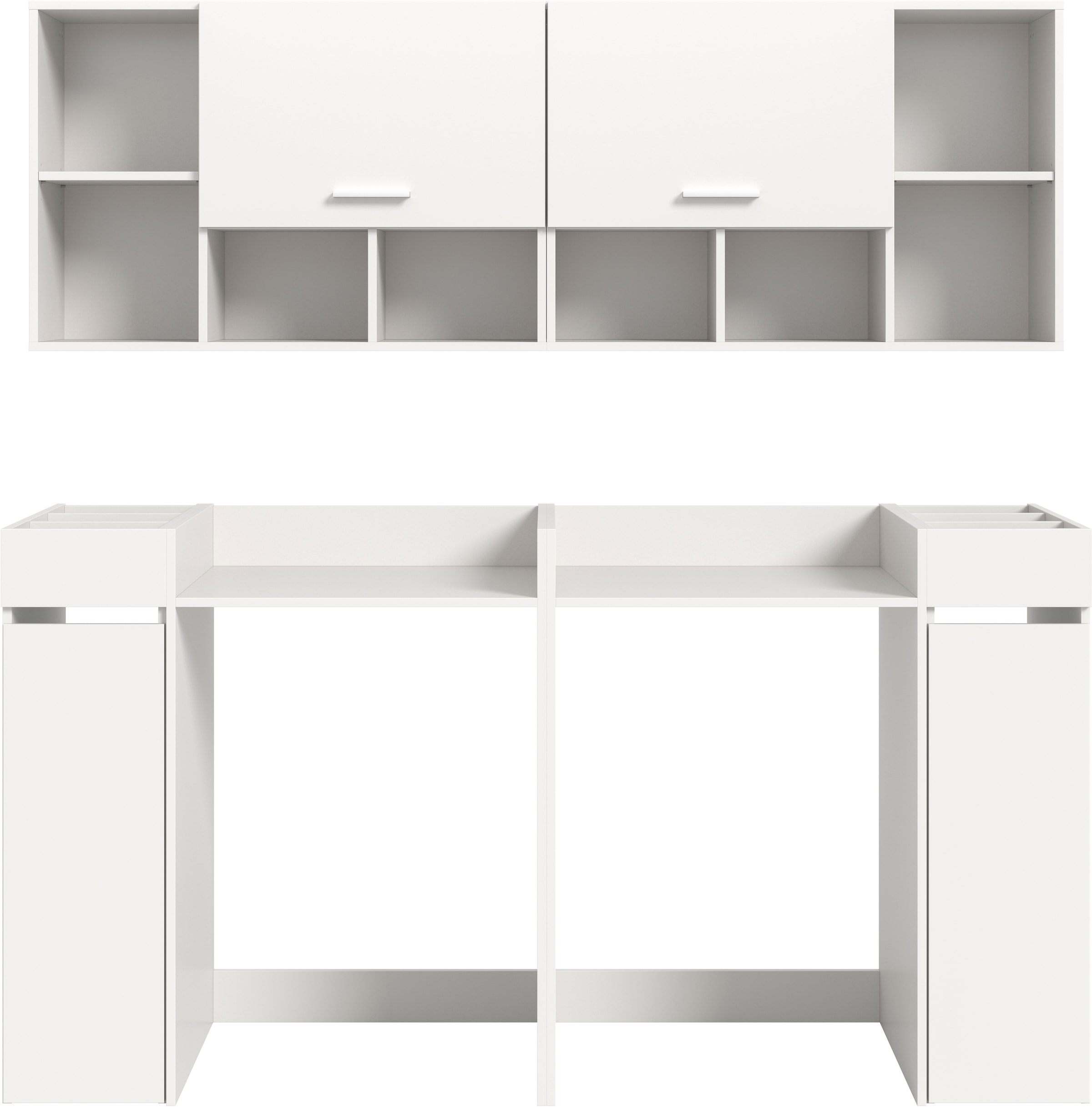 welltime Badmöbel-Set »FALAS,  6-teilig, Hauswirtschaftsraum Set, Breite 190 cm« Set, 2x Waschmaschinenumbauschrank, 2x Standregal & 2x Hängeschrank, 6 Stk. tlg.