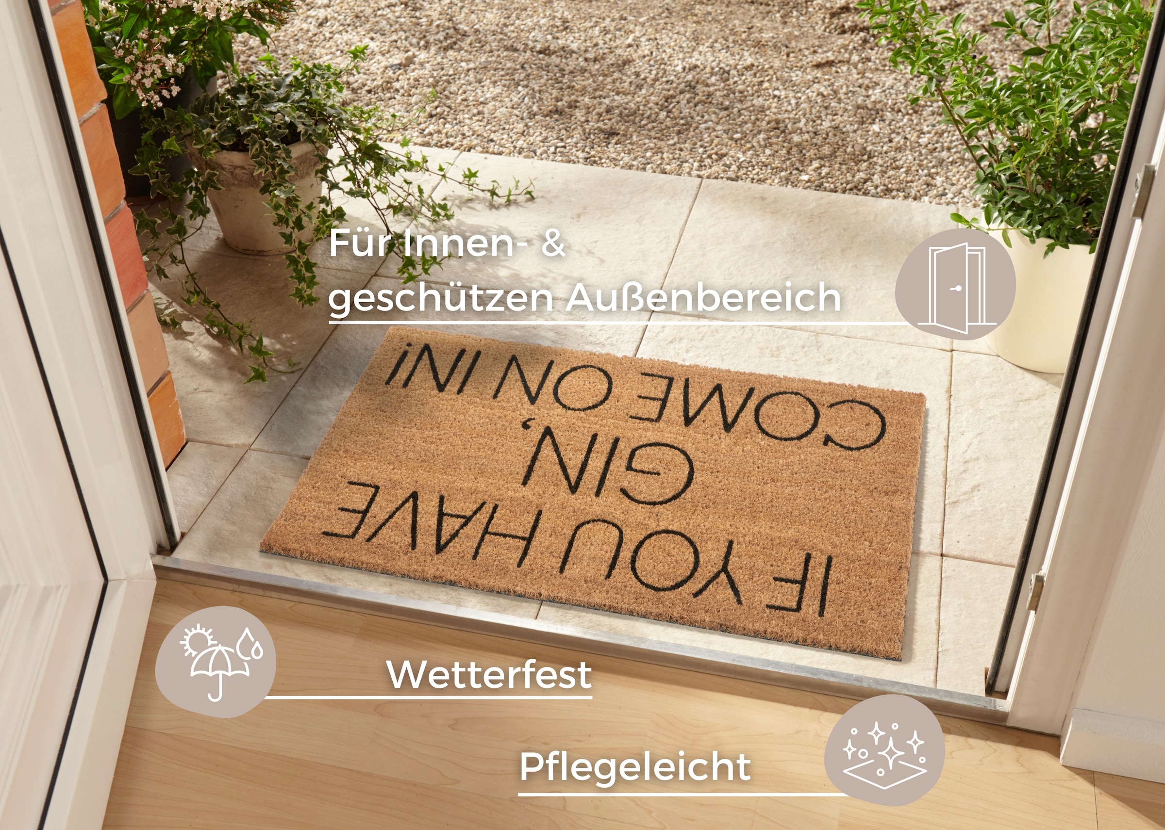 HANSE Home Fussmatte »Mix Mats Kokos Gin, Türmatte«, rechteckig, 15 mm Höhe, Kokos, Schmutzfangmatte, Outdoor, Rutschfest, Innen, Kokosmatte, Flur