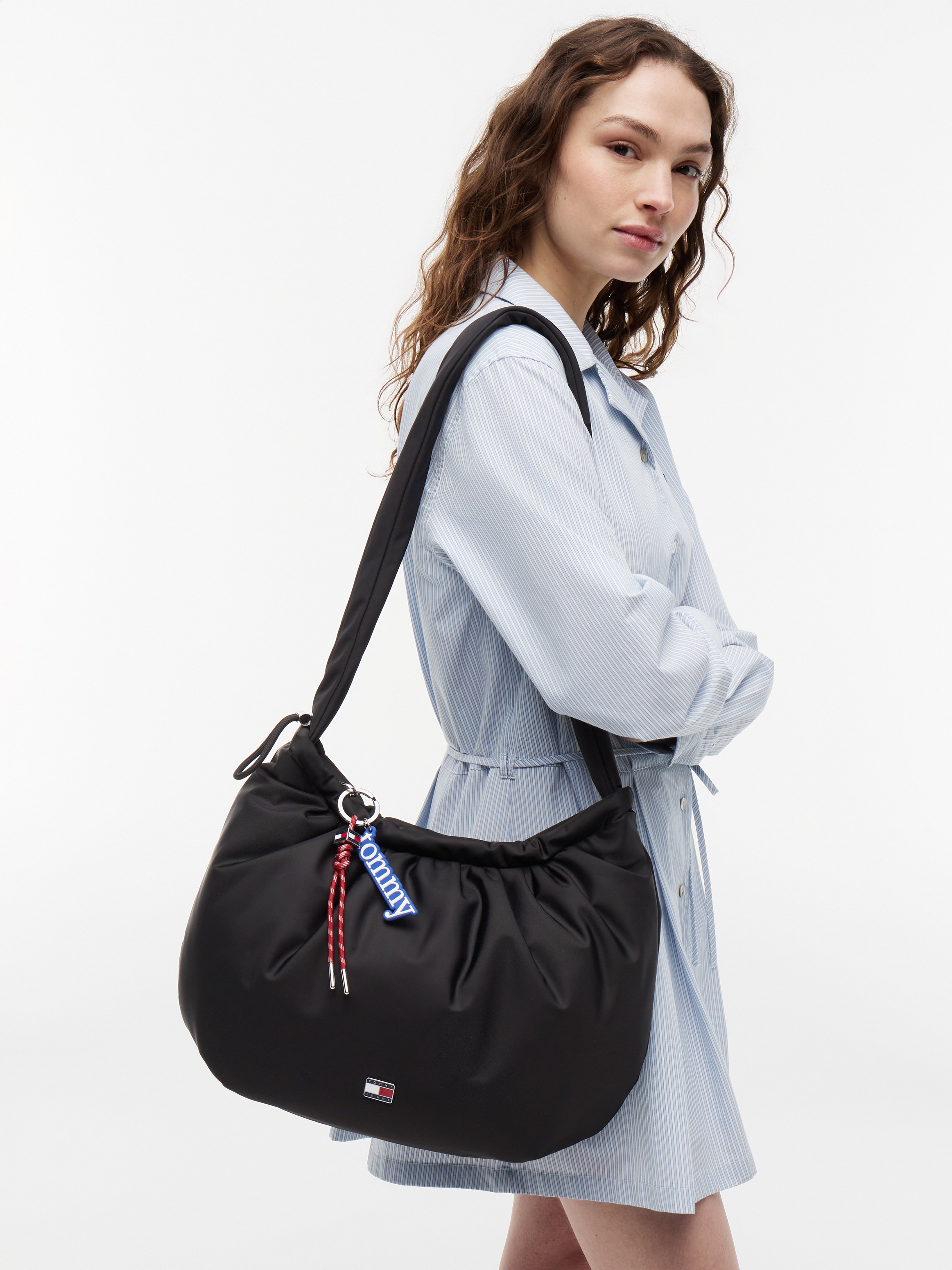 Tommy Jeans Hobo »TJW ICON CHARMS HOBO« Sac à main femme, sac épaule avec porte-clés amovible