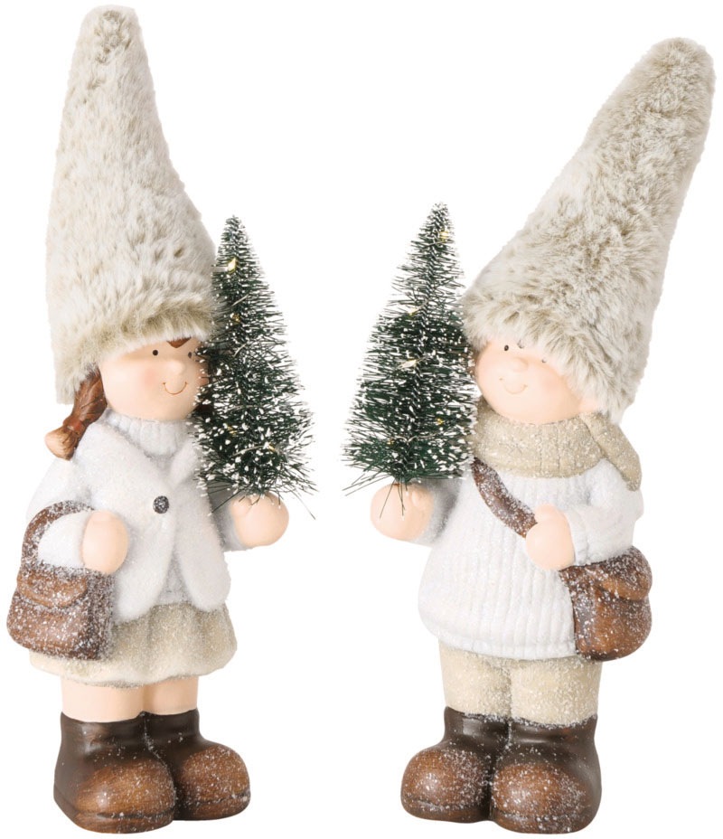 Image of BOLTZE Weihnachtsfigur »Winterkinder Milmy«, (Set, 2 St.), mit LED-Beleuchtung bei Ackermann Versand Schweiz