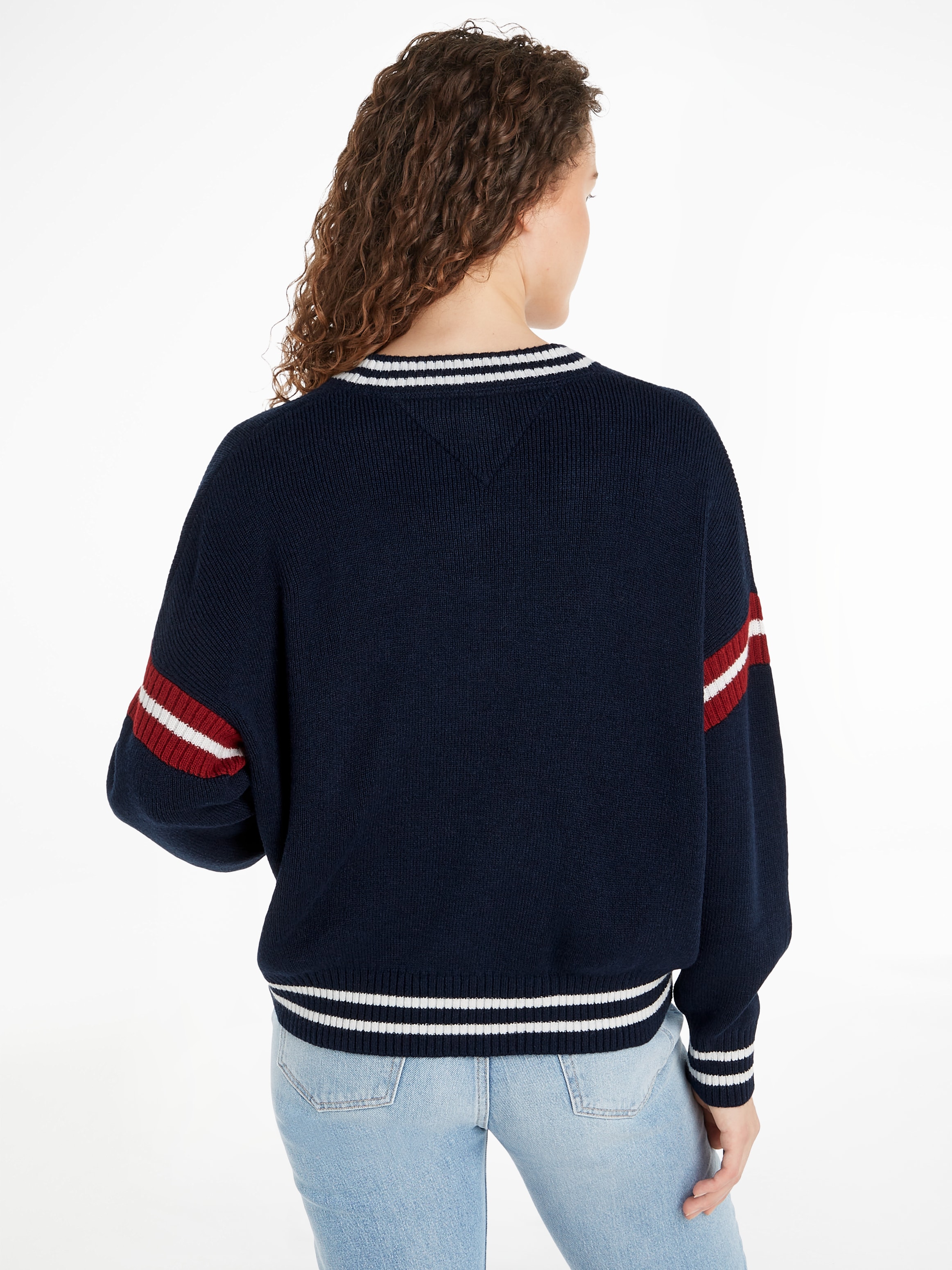 Tommy Jeans Strickpullover »TJW LETTERMAN SWEATER«, mit gestickter Tommy Jeans Flagge