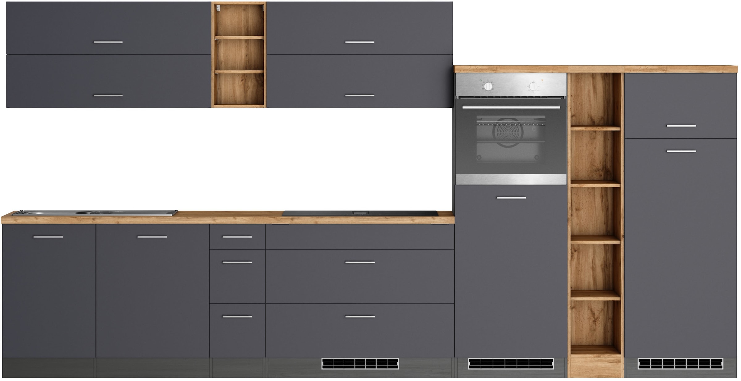 Image of KOCHSTATION Küchenzeile "KS-Milan, optional mit Muldenlüfter" Breite 390 cm, wahlweise mit E-Geräten, Kochfeld mit Dunstabzug