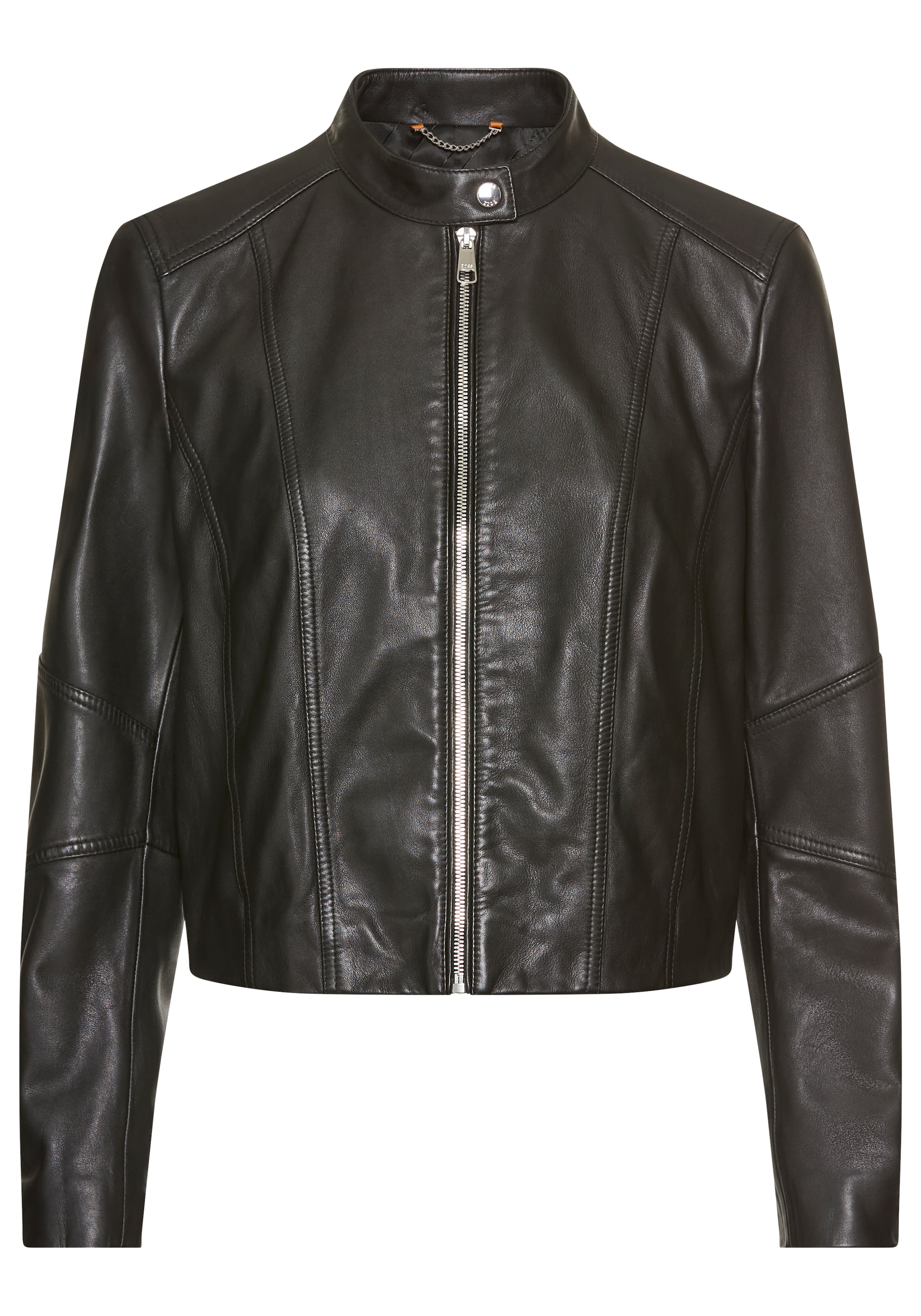 BOSS ORANGE Veste en cuir »Saleste Premium Damenmode« aus fein genarbtem Leder