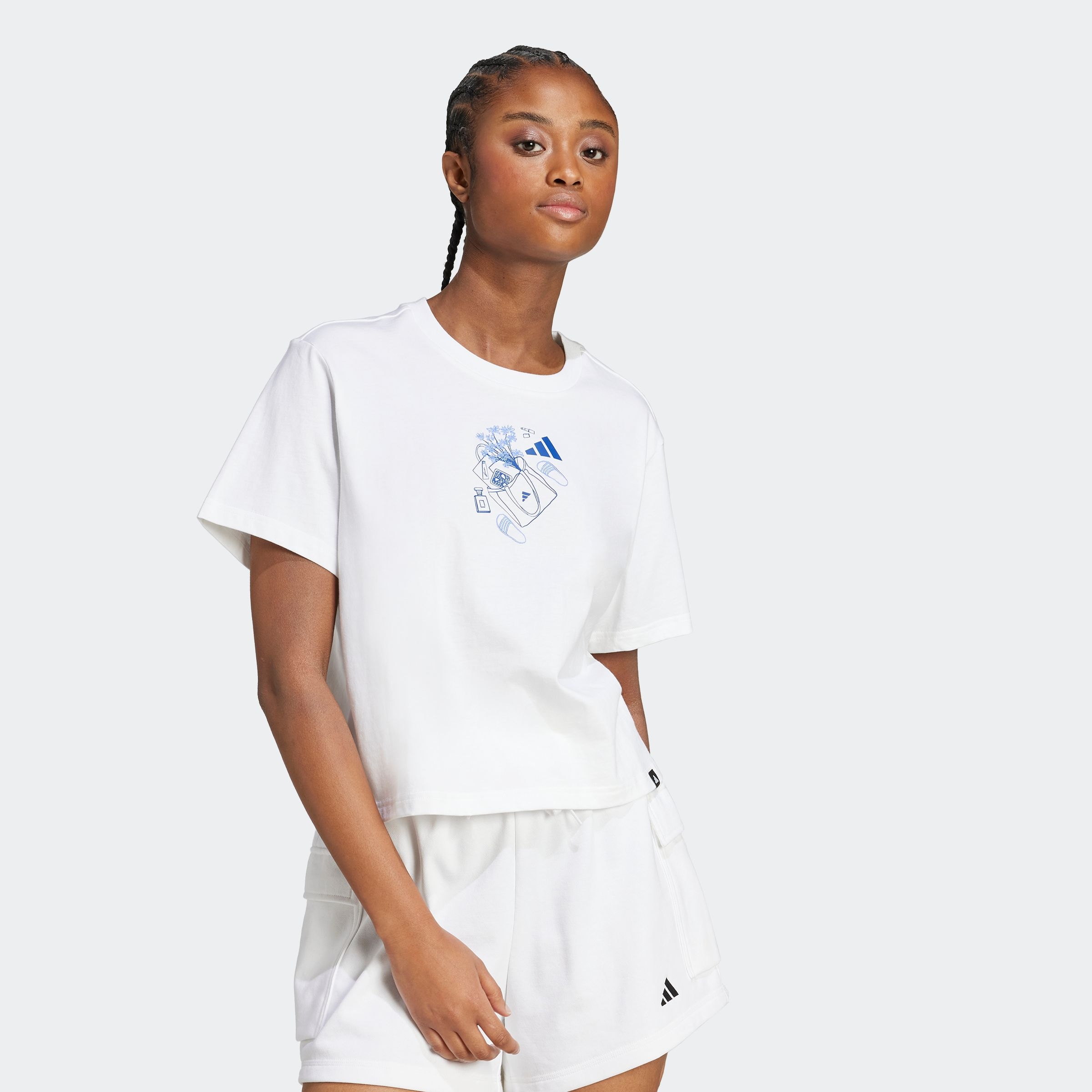 Image of adidas Sportswear T-Shirt "MINI GRAPHIC" sportlicher Stil, kurze Ärmel, ohne Verschluss, mit Brustgrafik