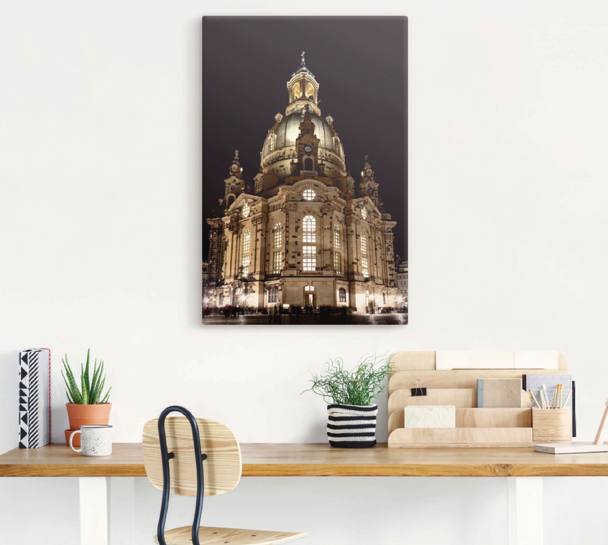 Artland Wandbild »Erleuchtete Frauenkirche in Dresden«, Gebäude, (1 St.), als Leinwandbild, Poster in verschied. Grössen