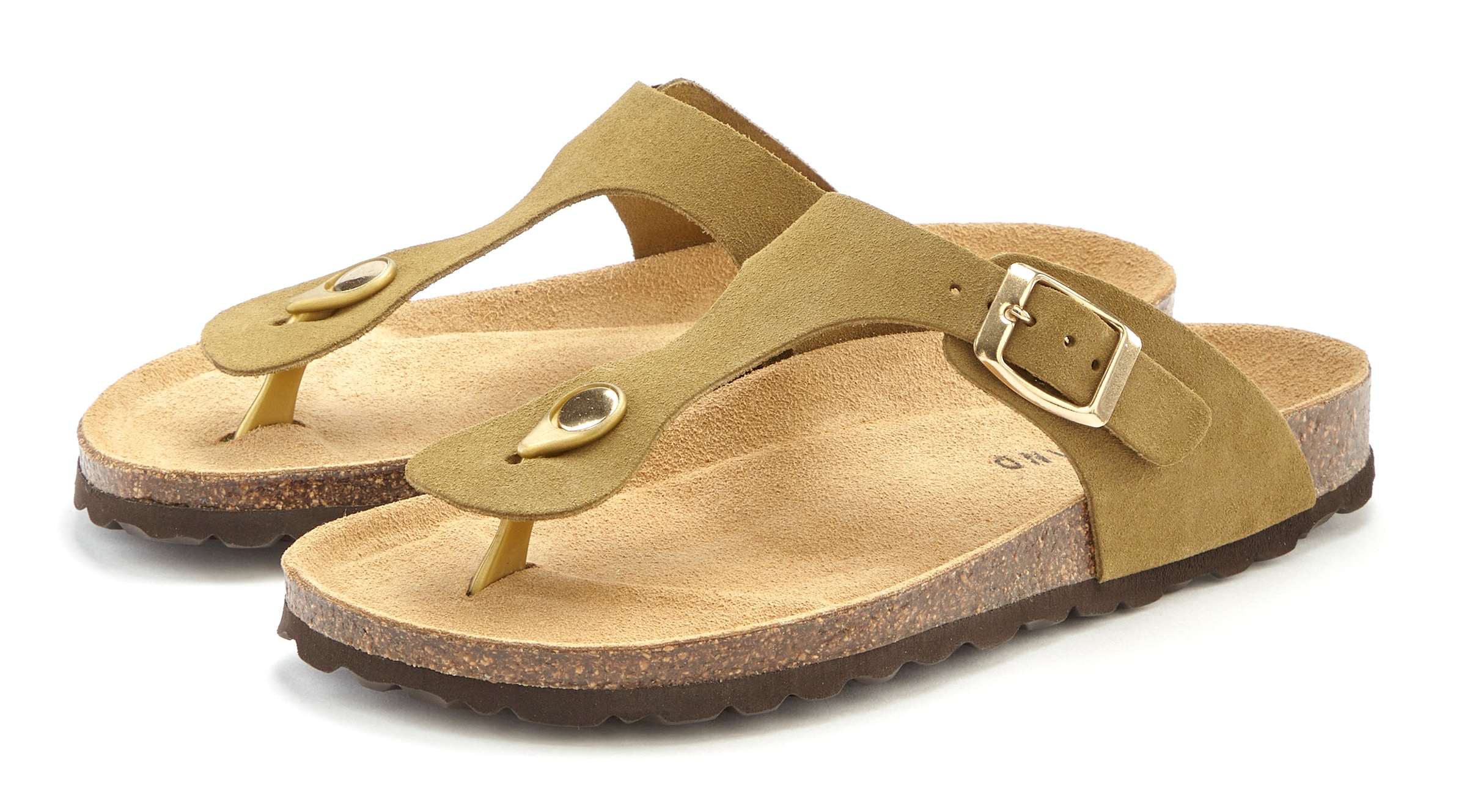 Image of Elbsand Pantolette "Mule, Sandale, offener Schuh, Lederpantolette, Sommerschuhe" Zehentrenner aus hochwertigem Leder mit Komfortkorkfussbett