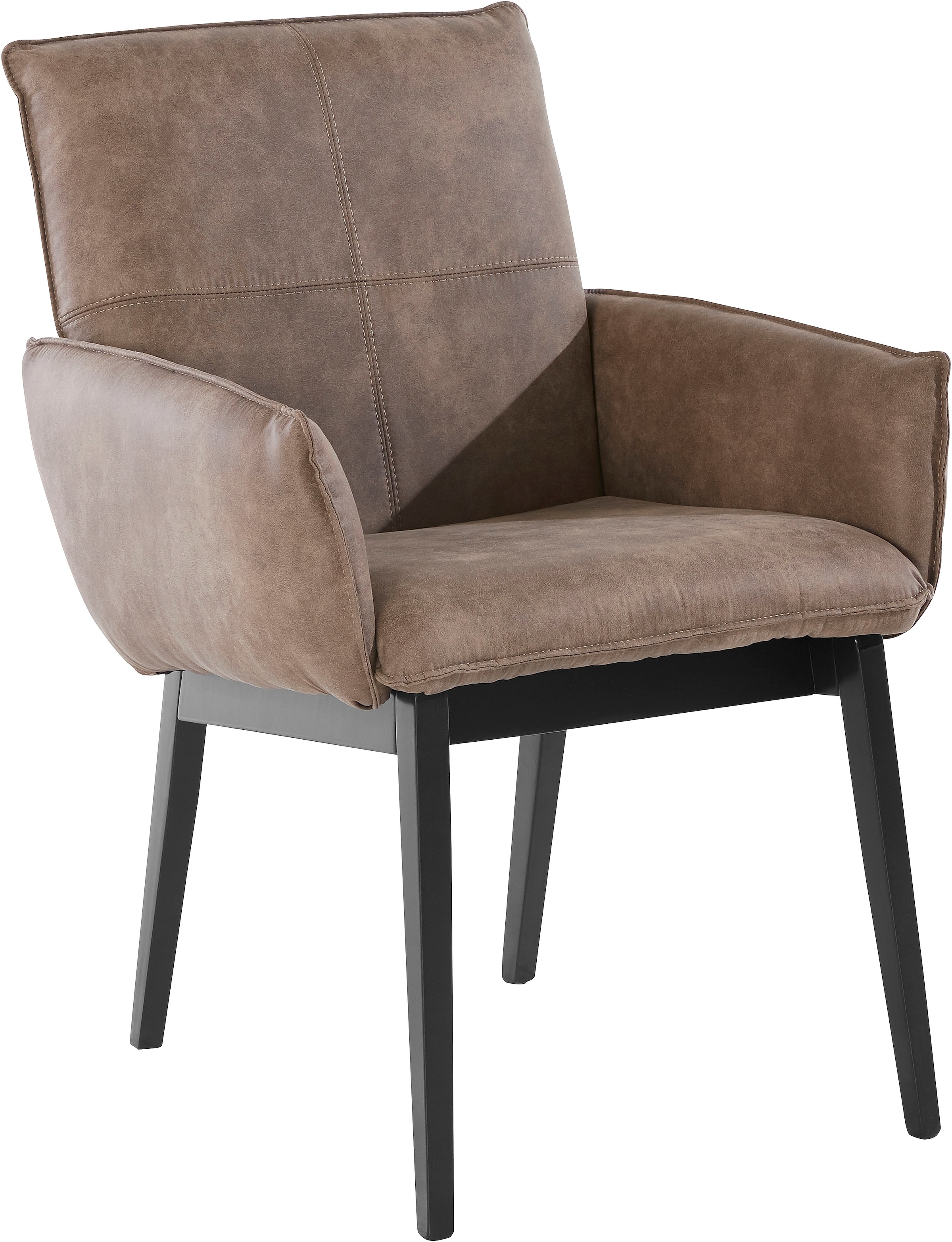 Home affaire Armlehnstuhl »Model 6« (Set) 2 Stk.Bezug in Microfaser oder Leder, Gestell ist Buche in schwarz lackiert