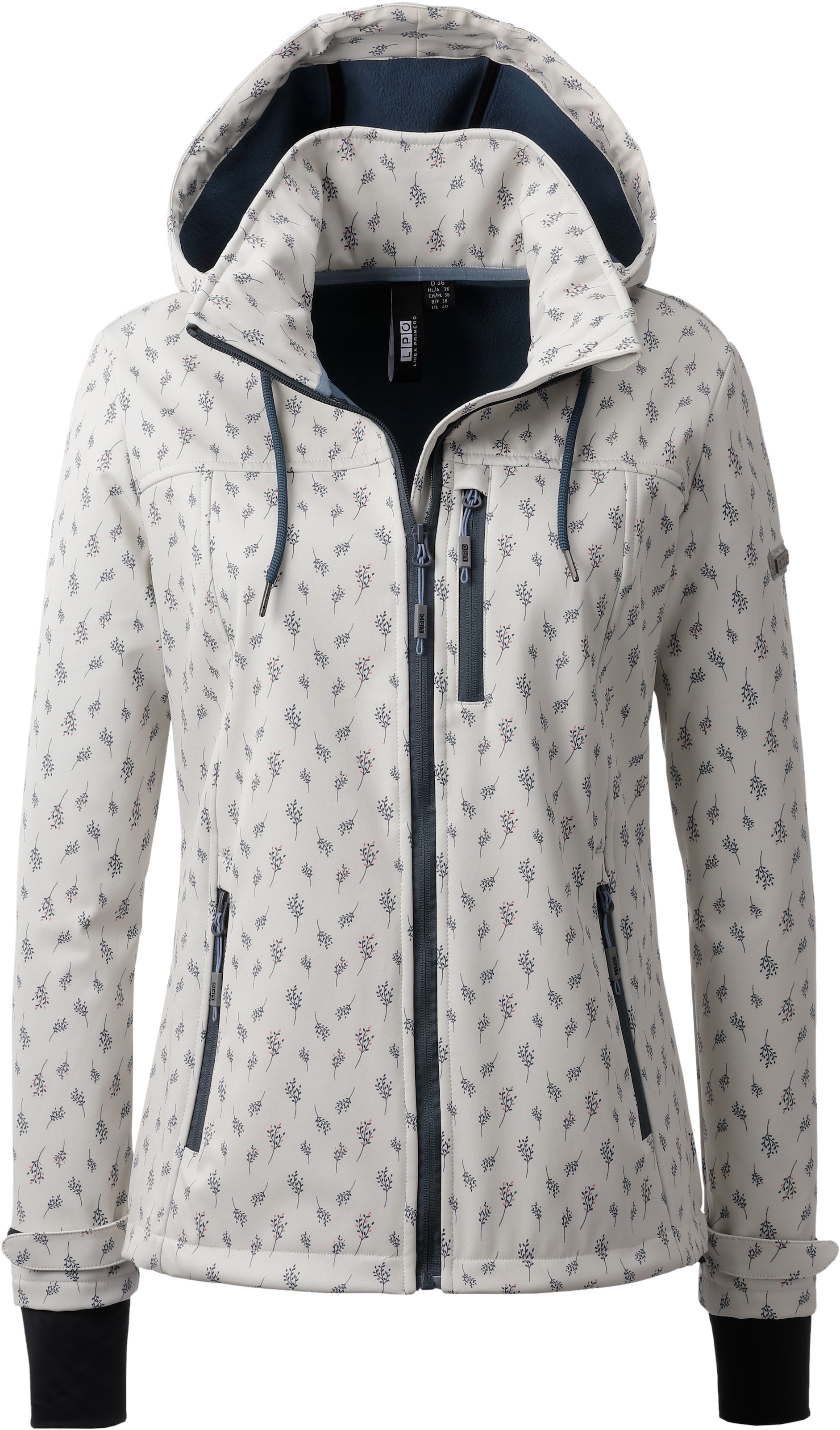 LPO Softshelljacke »SHELBY PEAK VI Women«, leichte Softshelljacke mit All-Over-Print und abnehmbarer Kapuze